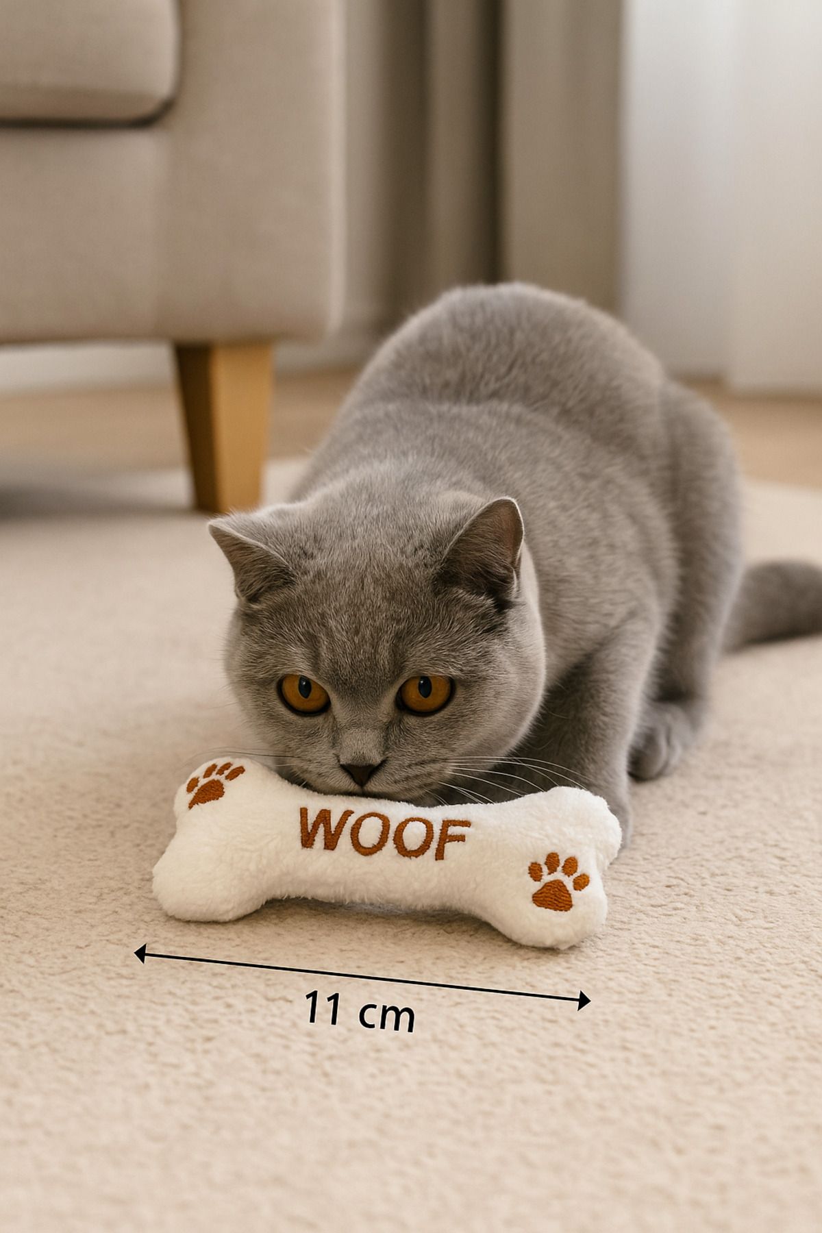 Lazy Paws-Cat Toy Interactive with Catnip and Bell, Stress Reliever, Relaxing Playmate - Plush Bone 7