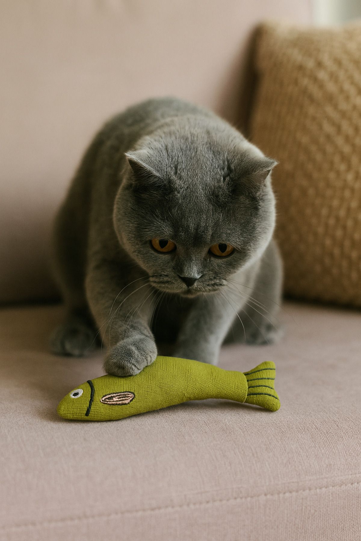 Lazy Paws-Cat Toy Interactive with Catnip and Bell, Stress Reliever, Relaxing Playmate - Green Fish 6