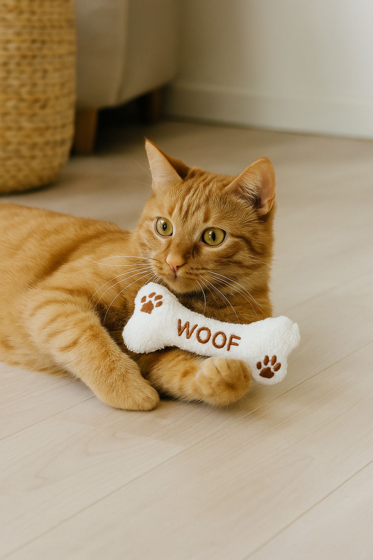 Lazy Paws-Cat Toy Interactive with Catnip and Bell, Stress Reliever, Relaxing Playmate - Plush Bone 6