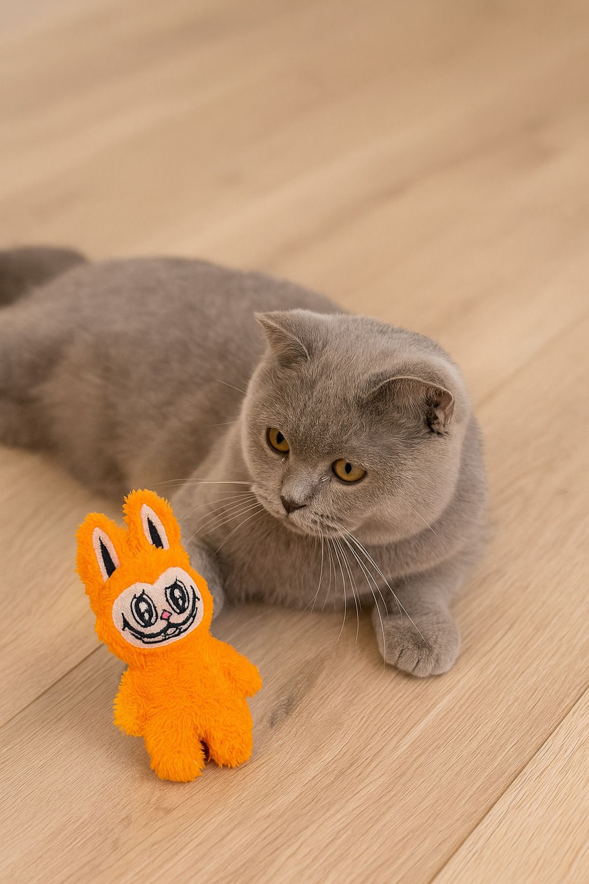 Lazy Paws-Cat Toy Interactive with Catnip and Bell, Stress Reducing, Relaxing Playmate - Orange Plush 5