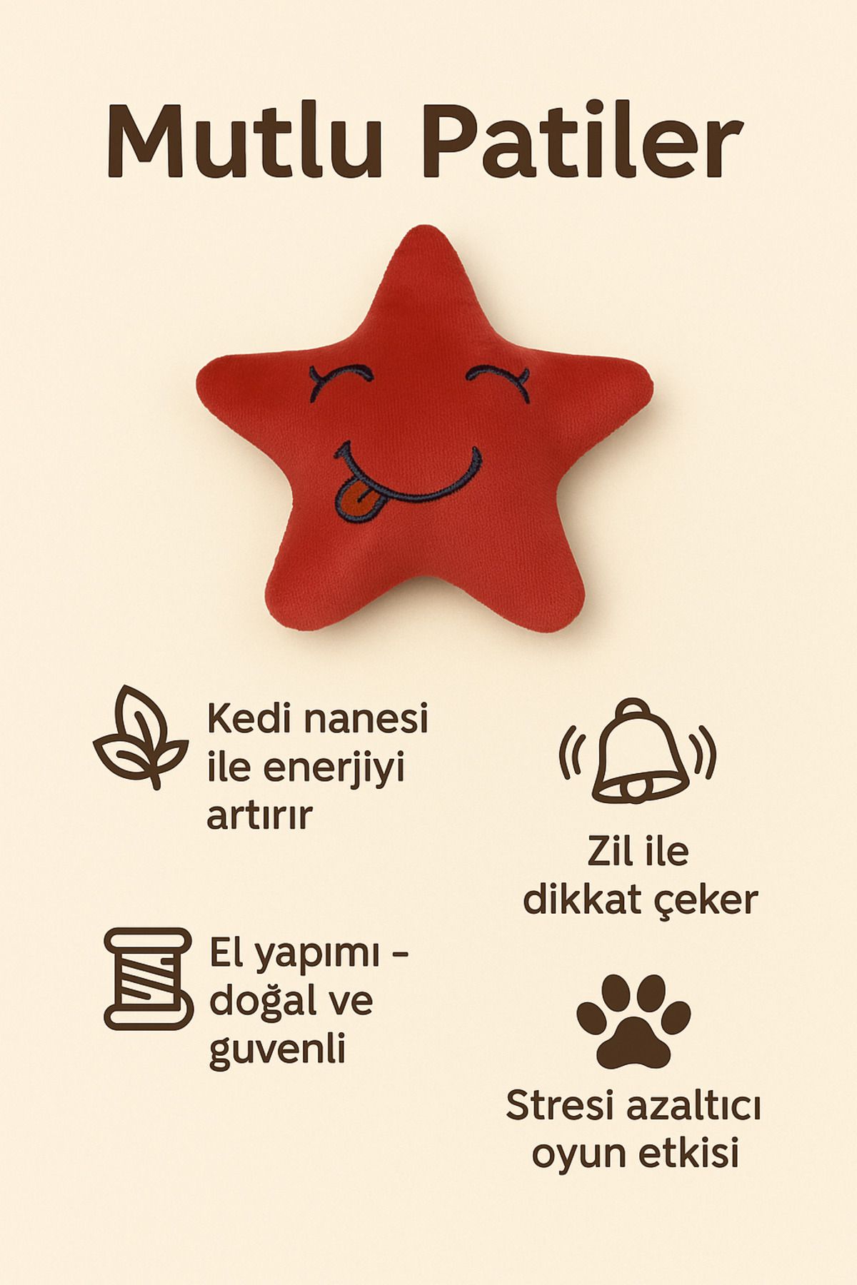 Lazy Paws-Cat Toy Interactive with Catnip and Bell, Stress Reducing, Relaxing Playmate - Star 3