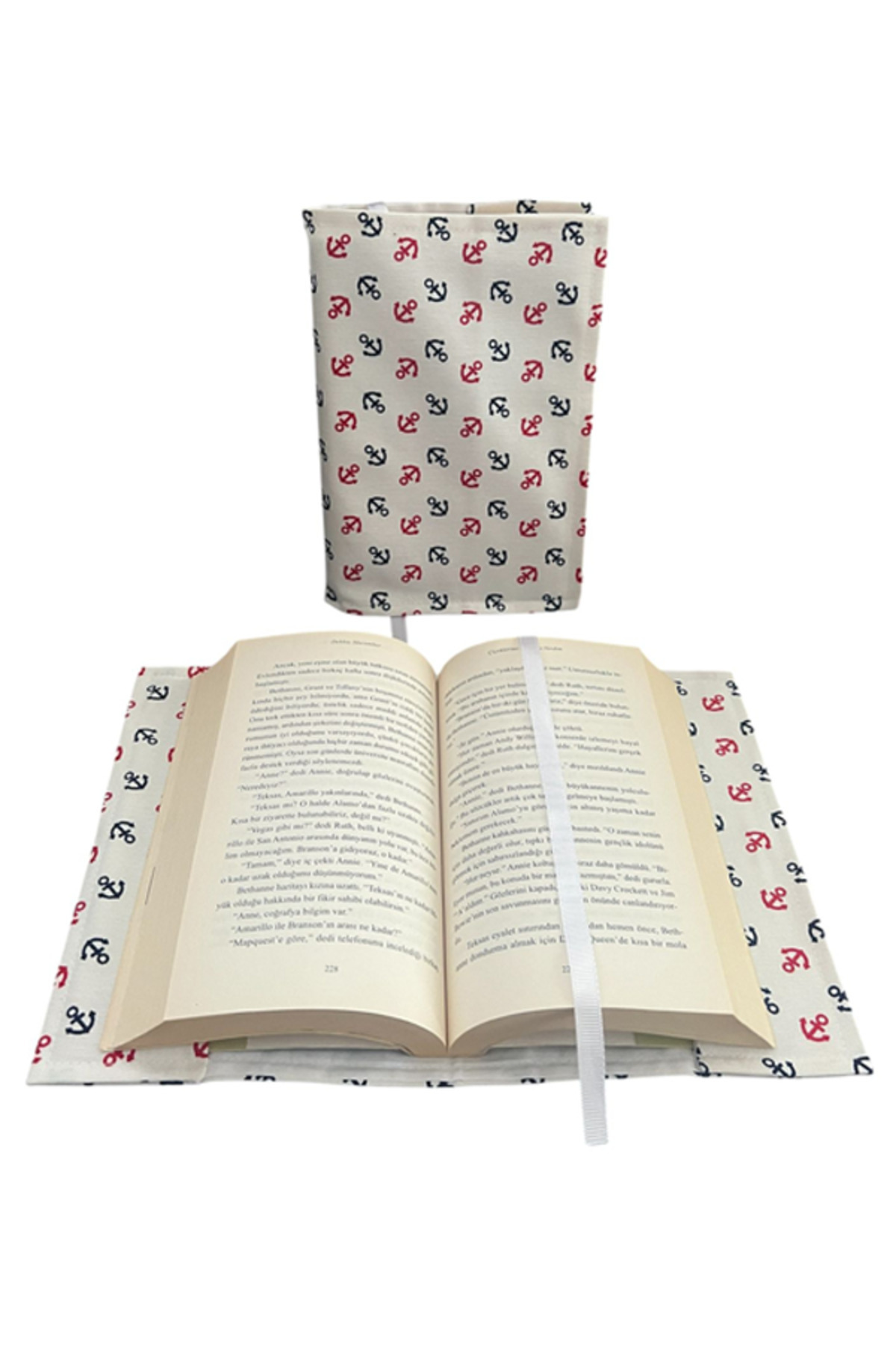 EL YAPIMI Kitap Kılıfı Çapa Desenli