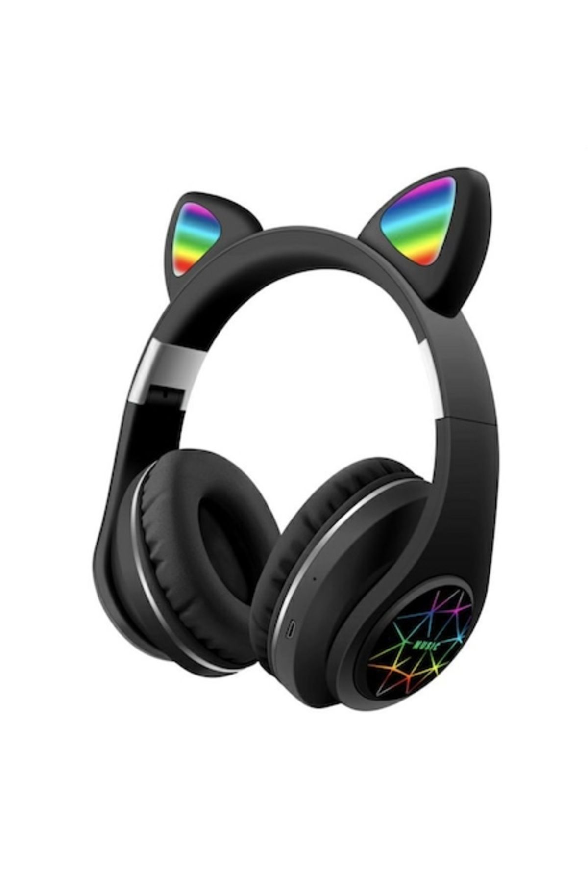 Bibilel-Wireless Headphones with Cat Ears, Bluetooth 5.0, Black with Multicolor Lights, ATX-BBL4162 1