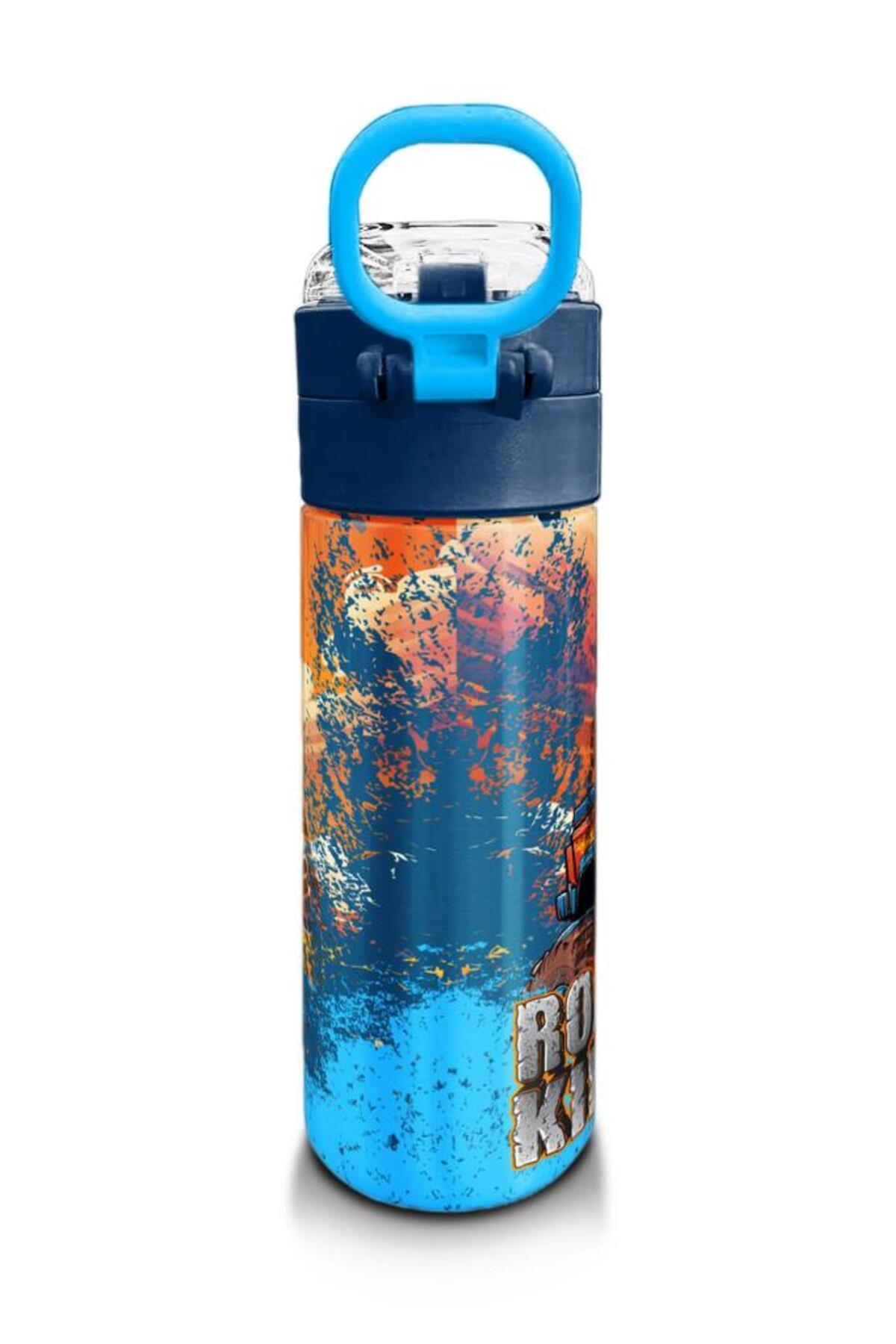 Kids Turuncu High Wheels Truck Desenli Pipetli ve Direkt İçim Çelik Termos 500 ml 31994