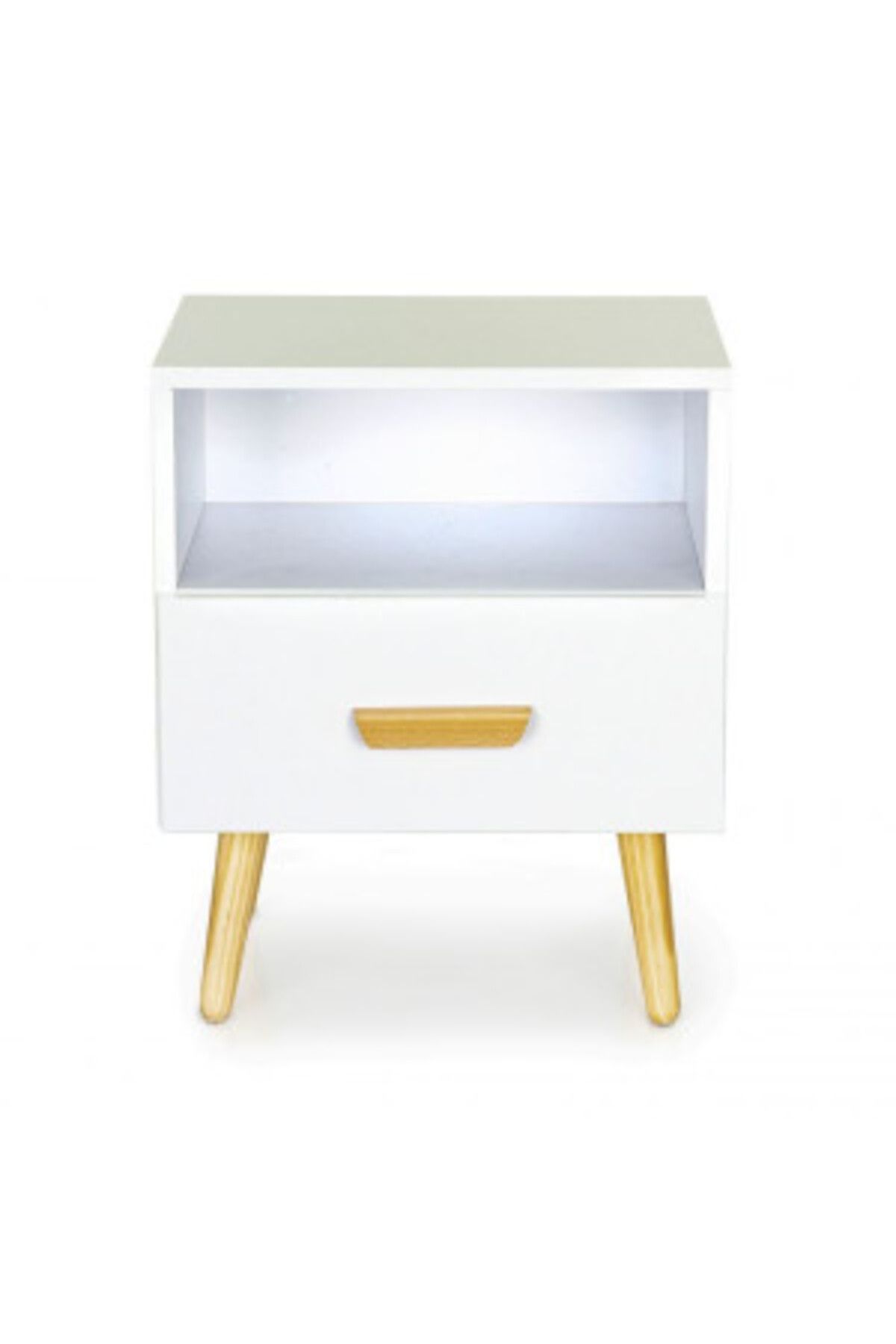 Modern home-Bedside table with drawer and storage compartment, 49 x 30 x 40 cm, Modern Home, white 3