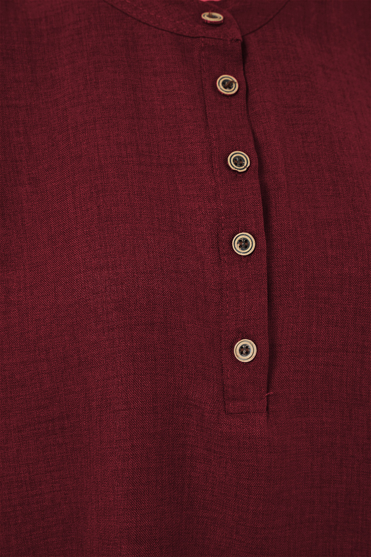 Bigdart-6678 Linen Tunic Trousers Double Set - Claret Red 3