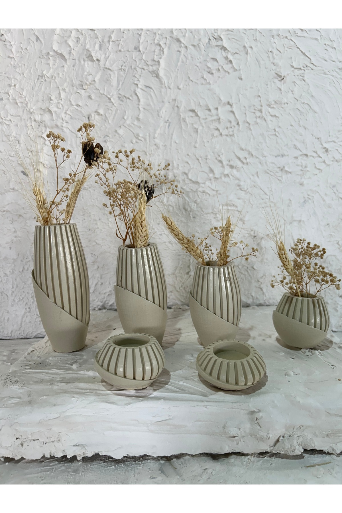 Zigzag Home-Decorative 6 Piece Bohemian Style Vase and Candle Holder Set, Sequential Size 4 Piece Vase Set with 2 Piece Candle Holder 4