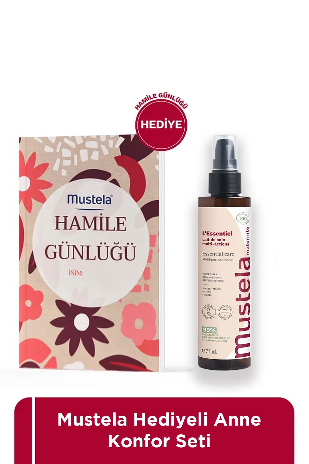 Mustela Hediyeli Anne Konfor Seti – Organik Sertifikalı Çatlak Karşıtı Losyon + Hamile Günlüğü