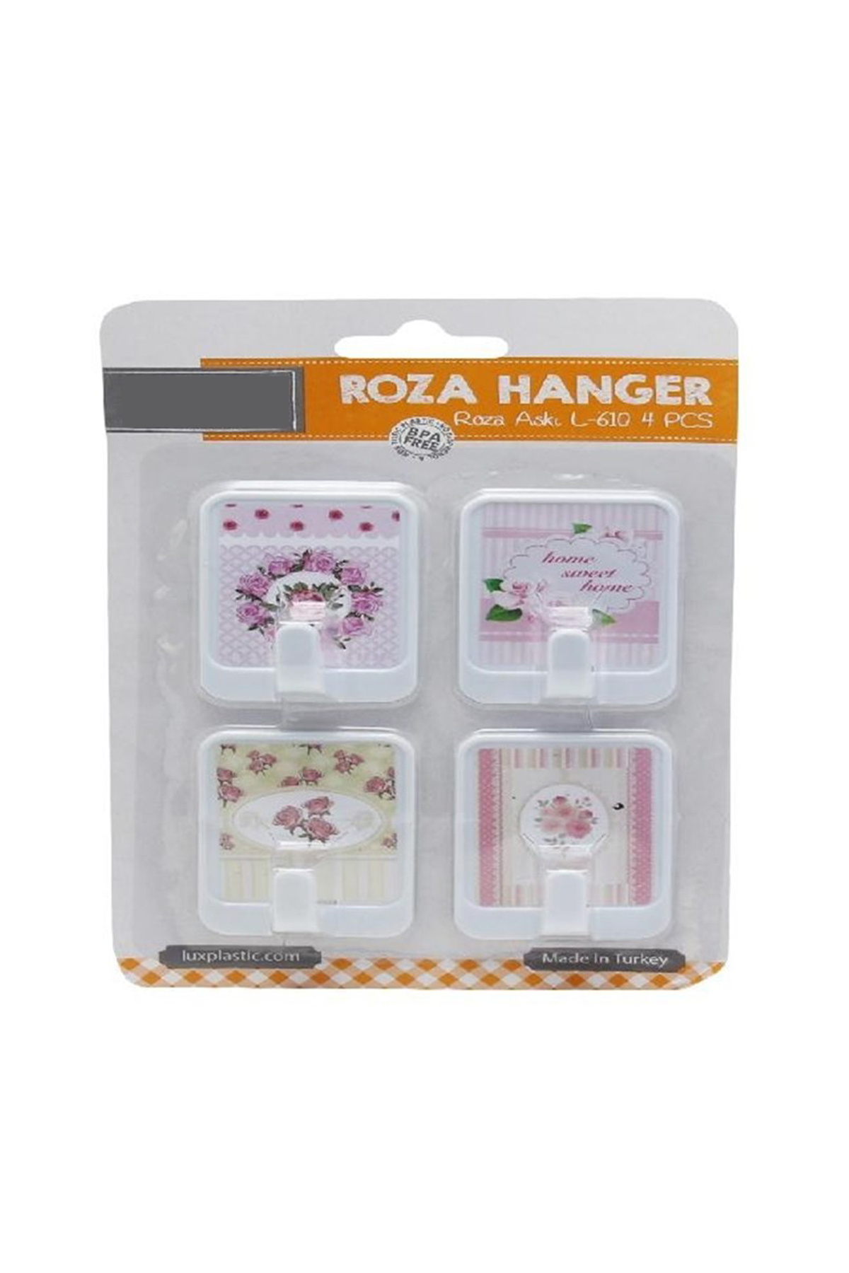 Royaleks 4 lü Roza Yapışkanlı Askı 4,5X6cm