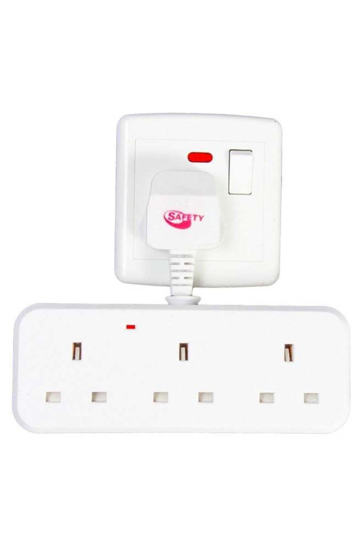 Safety-3-Way Power Adapter, Multi-plug power extension socket adapter, Universal UK wall 3 socket ex 1