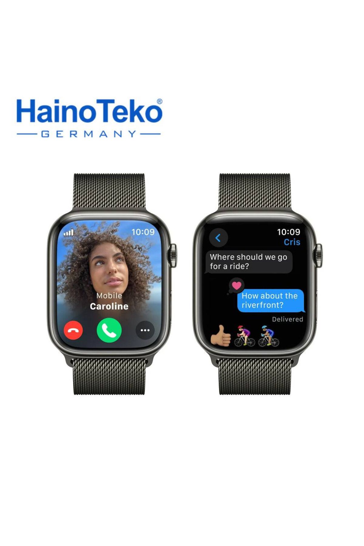 HAINOTEKO-Haino Teko Series 10 Jet Black Smart Watch With Large Screen AMOLED Display 3 Pair Straps 3