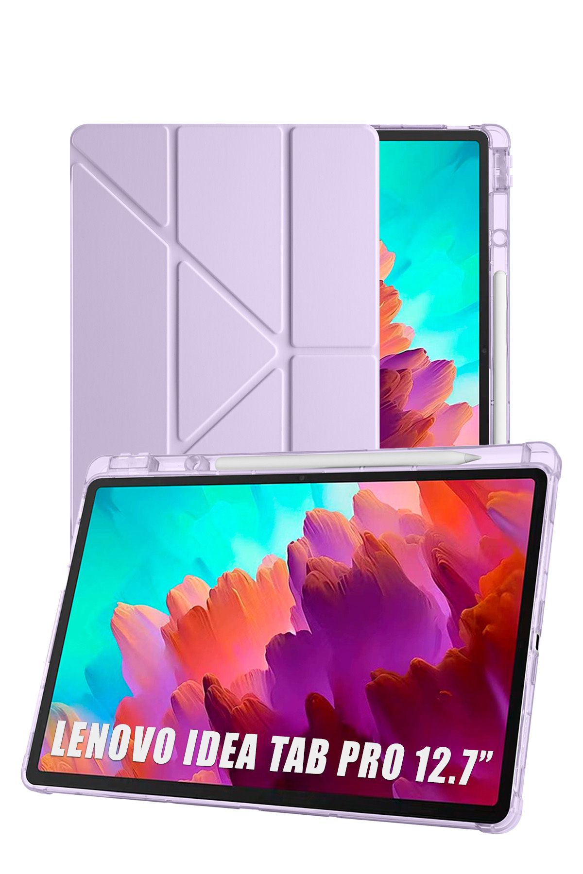 Nezih Case-Lenovo Idea Tab Pro 12.7” Tb373Fu Compatible Tri Folding Smart Case with Pen Compartment and Sleep Mode 1