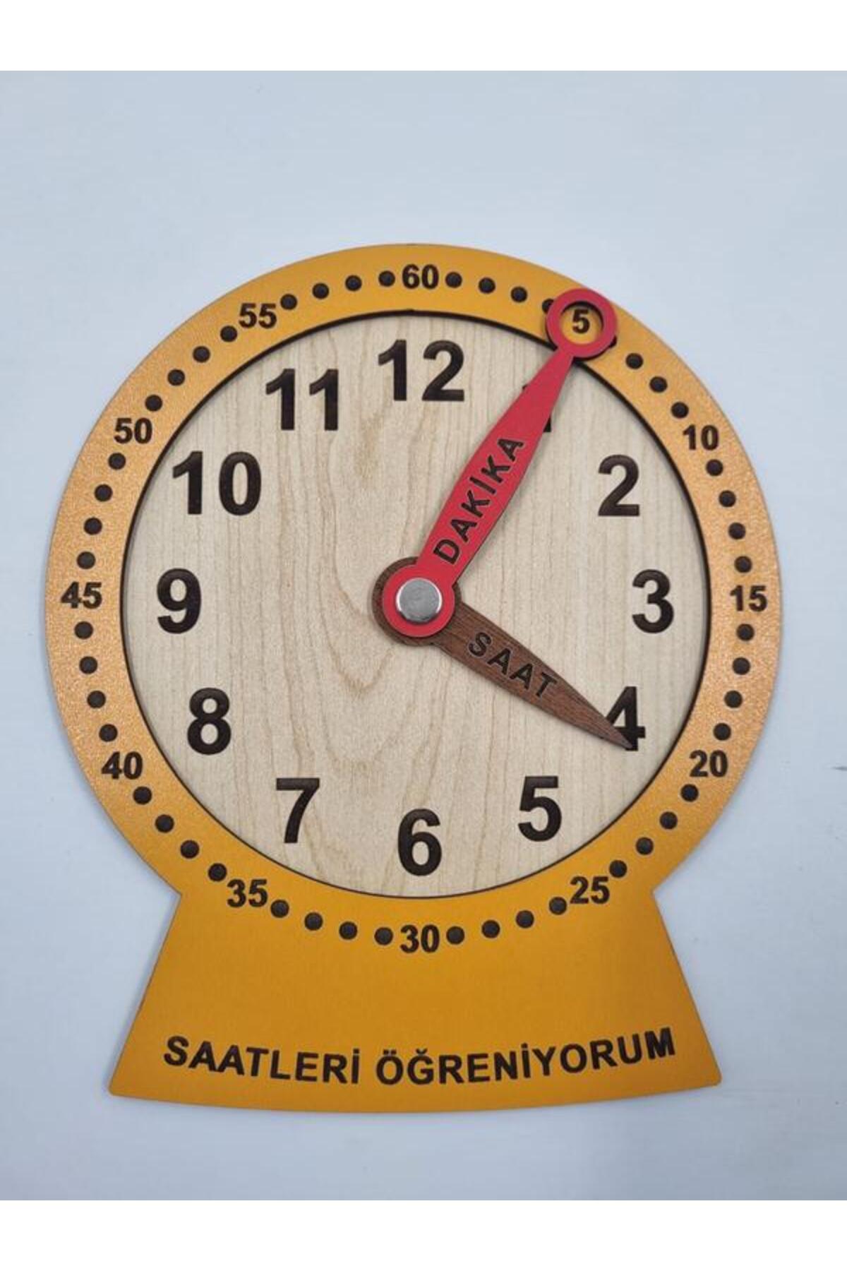 آموزش ساعت‌های چوبی مونته‌سوری، اسباب‌بازی آموزشی نارنجی رنگ، ابعاد ۱۹×۱۵ سانتی‌متر