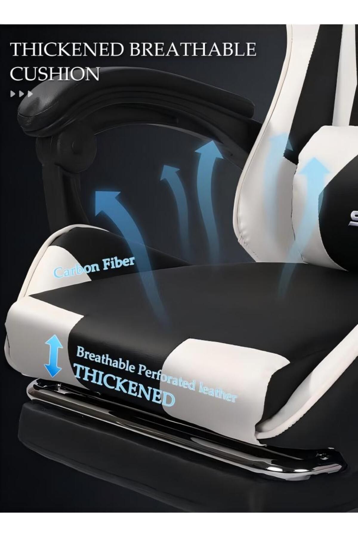 fun zone-Ergonomic Gaming Chair with Footrest Computer Gaming Chair Height Adjustable with Footrest 360° 5
