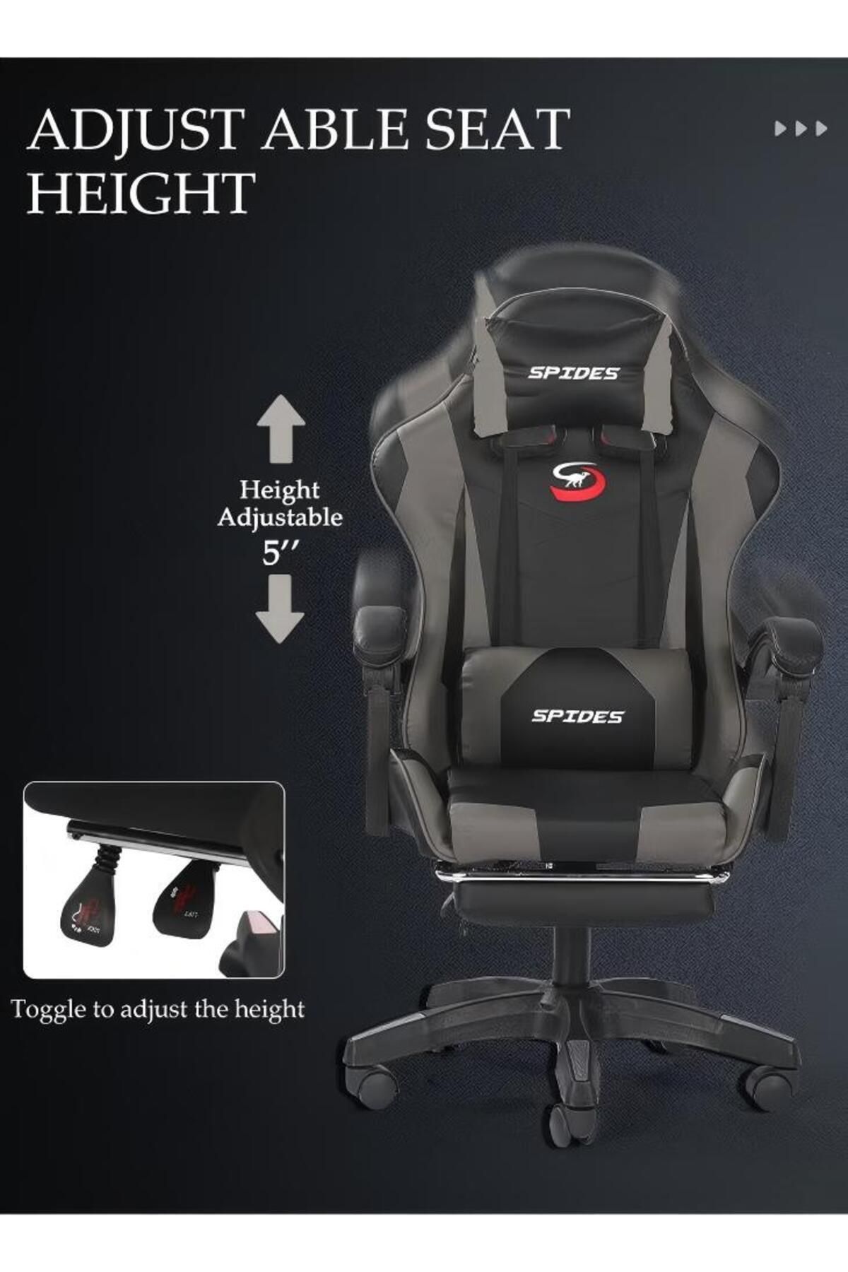 fun zone-Ergonomic Gaming Chair with Footrest Computer Gaming Chair Height Adjustable with Footrest 360° 4