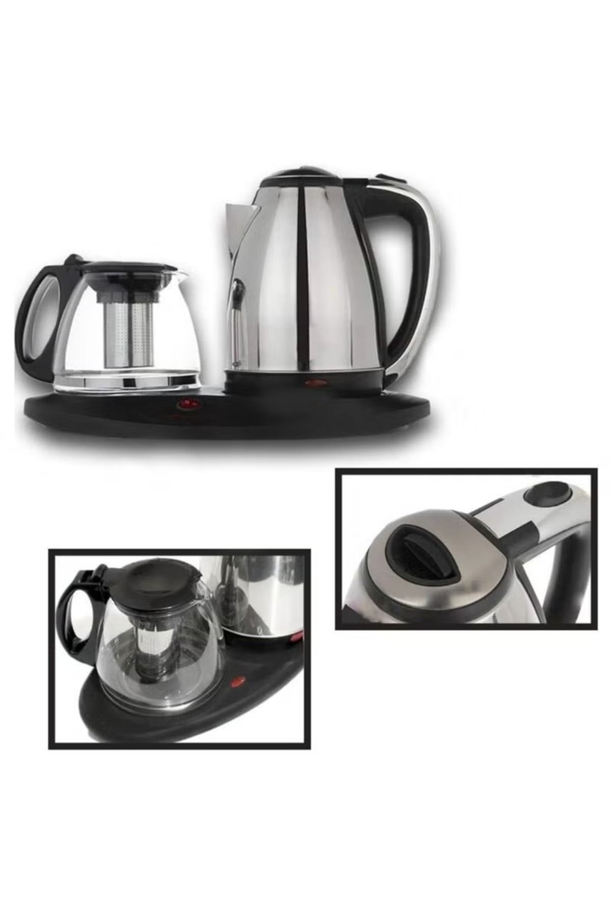 SLIVERS CRIEST-Kettle with Tea Tray, 2-in-1 Kettle and Teapot Set 5