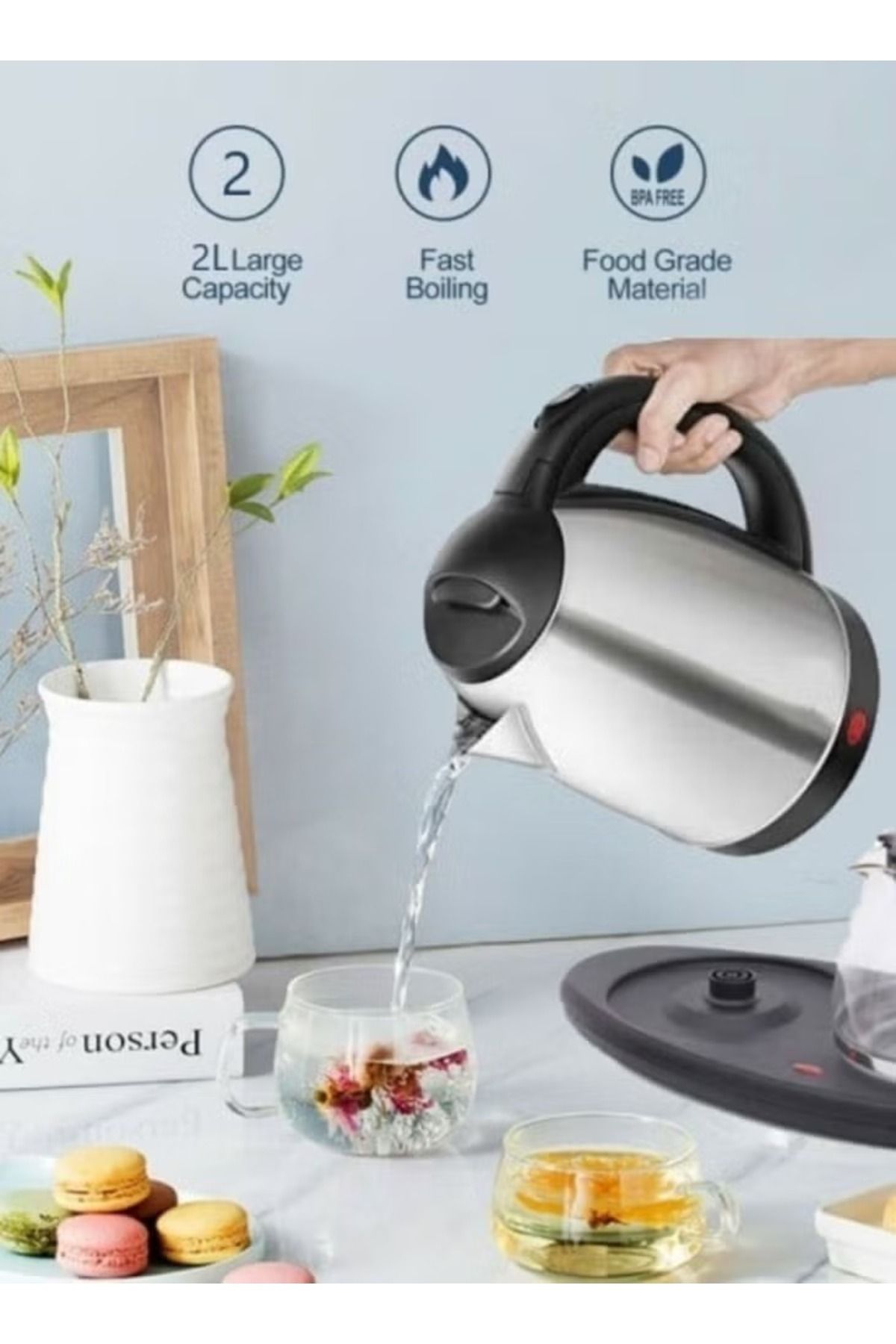 SLIVERS CRIEST-Kettle with Tea Tray, 2-in-1 Kettle and Teapot Set 6