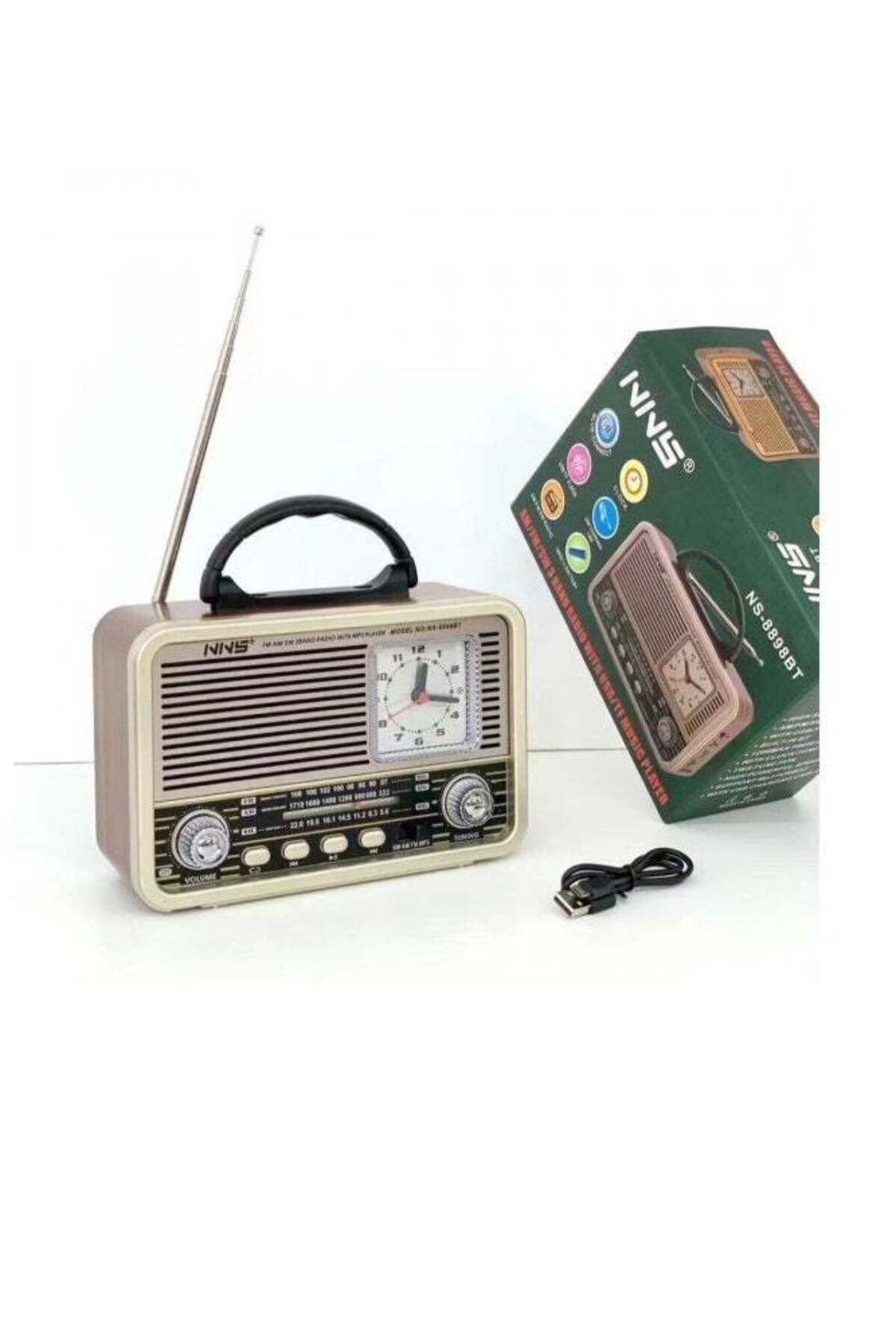 NNS-Portable Radio FM AM SW 3 Band Clock Radio With USB TF NS-8898BT 1