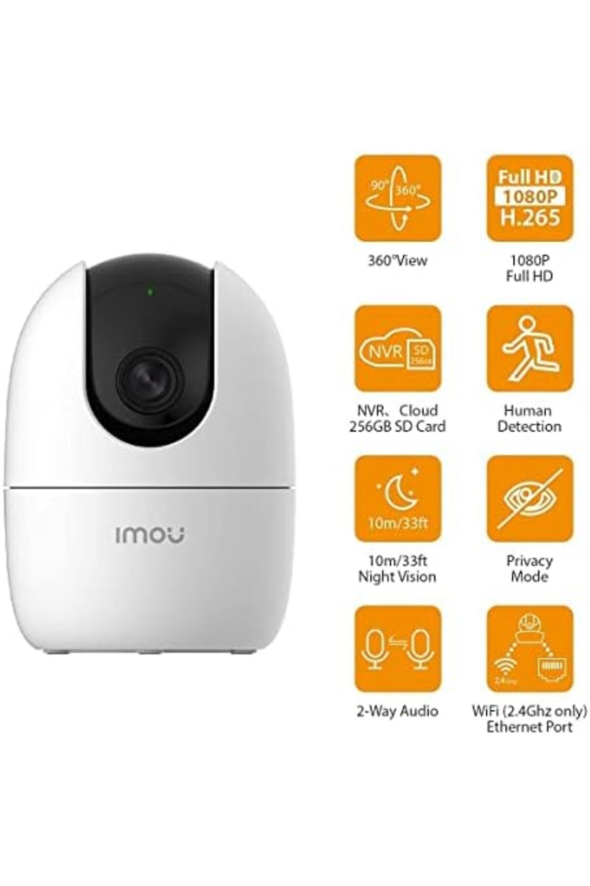 Imou-Ranger 2-D، تغطية 360 درجة، كشف الإنسان بالذكاء الاصطناعي، وضع الخصوصية، كشف الإنسان، 1080 بكسل، مدمج 3
