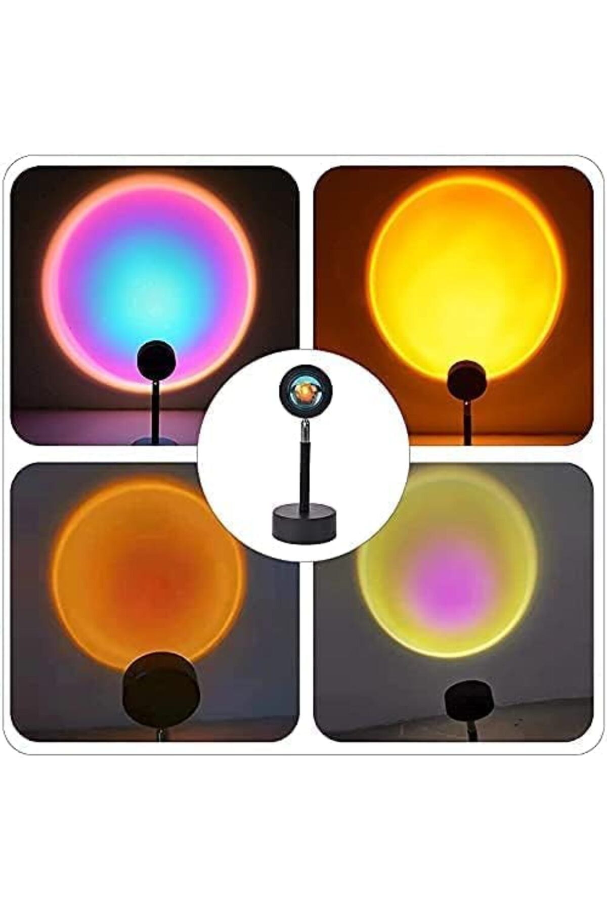 SUKILO-Modern Sunset Projection Lamp, 4 Color Modes, LED Table Lamp with Glass Base, 21x9x11 cm 4