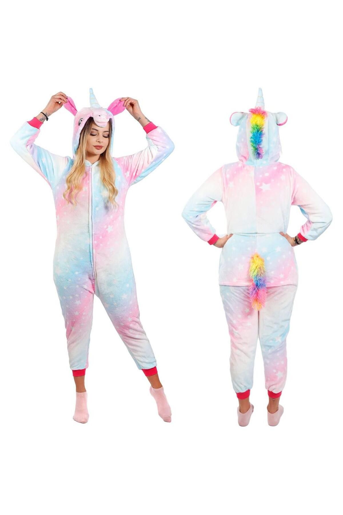 SERSIMO-Pijama tip salopeta pentru dama, model unicorn, marime M 21