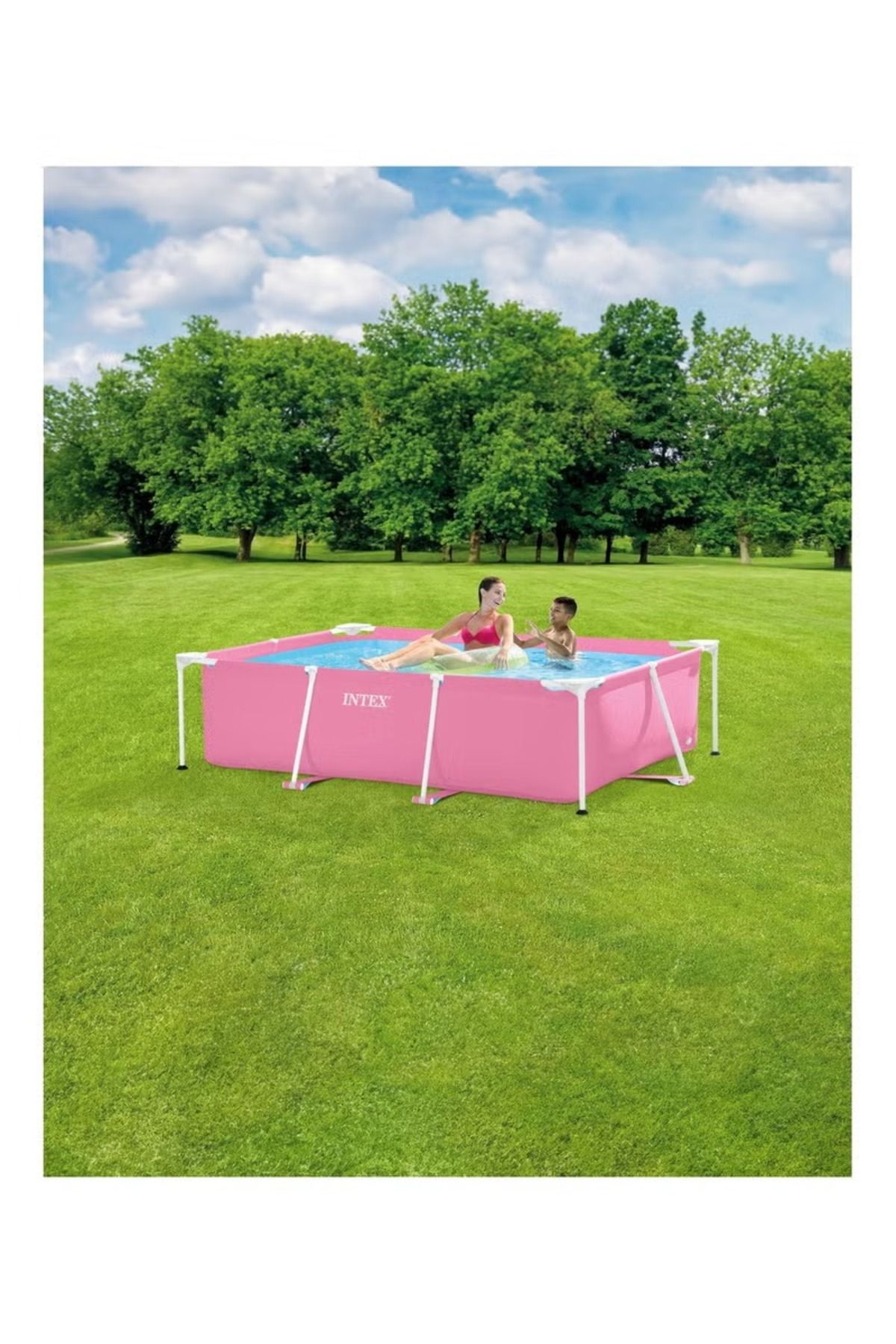 Intex-Pink Rectangular Frame Above Ground Pool 220x150x60cm 3