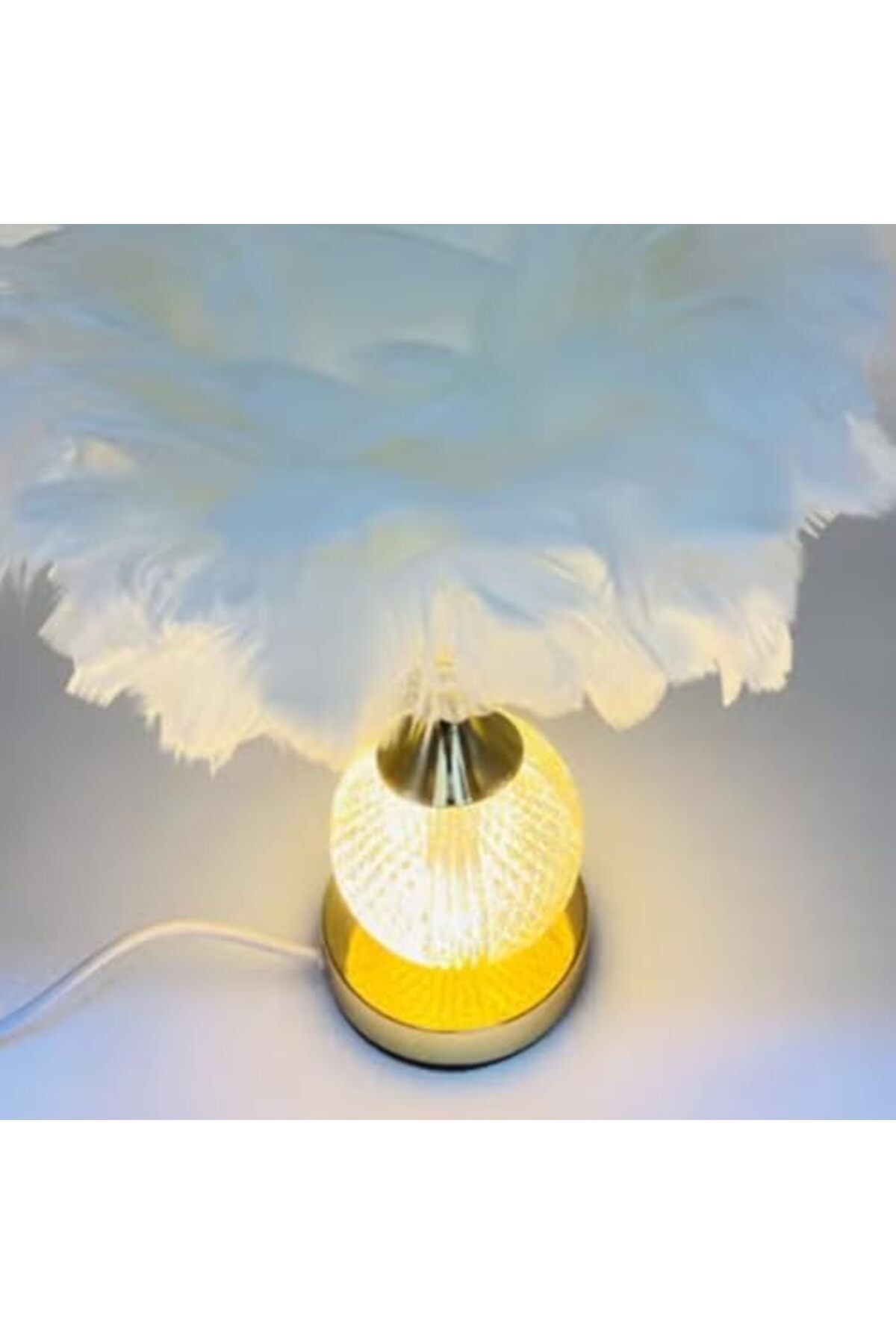 SUKILO-Modern Feather LED Bedside Lamp – Shade Dimmable Night Table Lamp -Soft Glow Dandelion Nigh 6