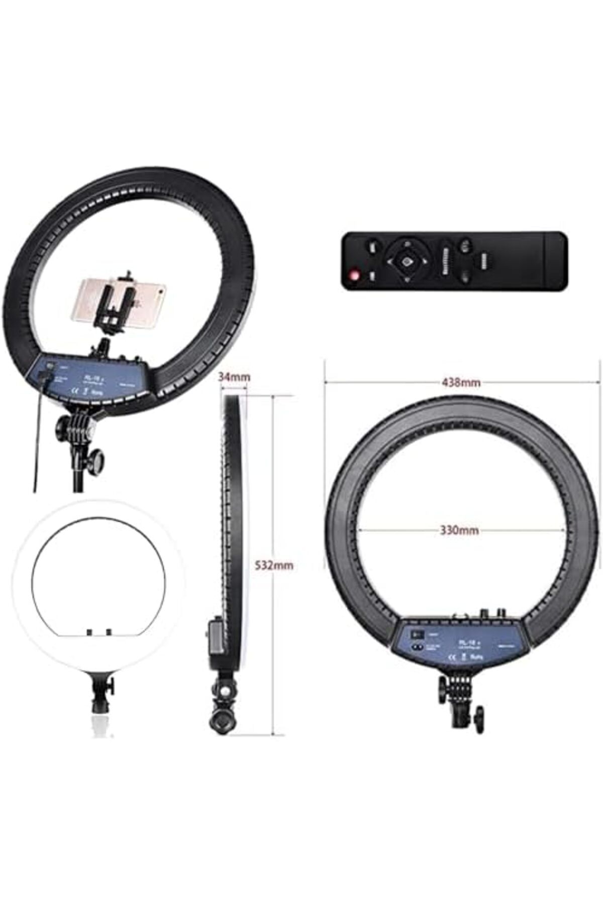 SUKILO-18" Soft Ring LED Light with Remote, 3 Phone Holders, 2700K-6500K Color Temp, USB Charging, S 4