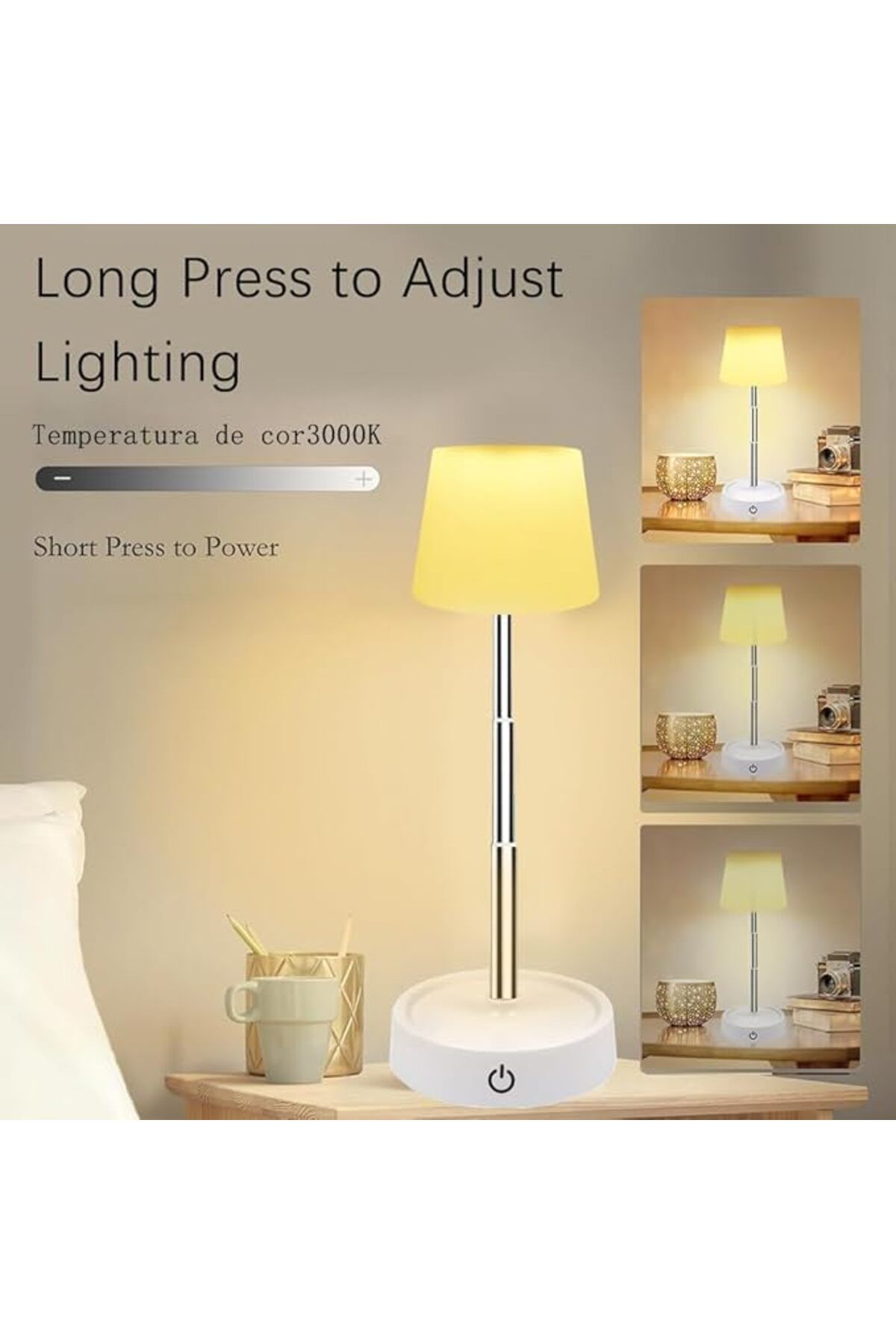 SUKILO-2-Piece Height Adjustable LED Desk Lamps – Dimmable, USB Rechargeable, Wireless Touch Table 5