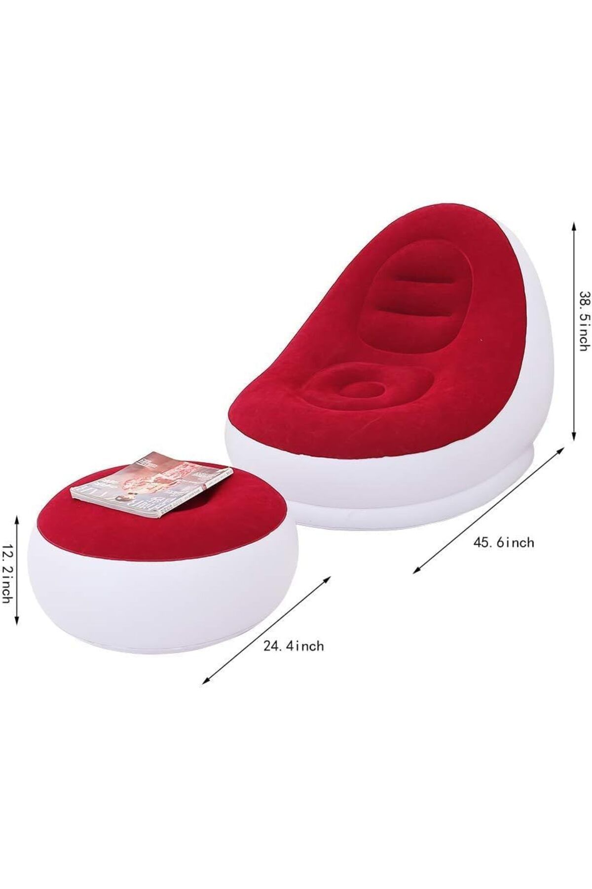SUKILO-Inflatable Lazy Sofa with Foot Stool – Portable Flocking Lounge Chair, Comfortable & Easy t 7