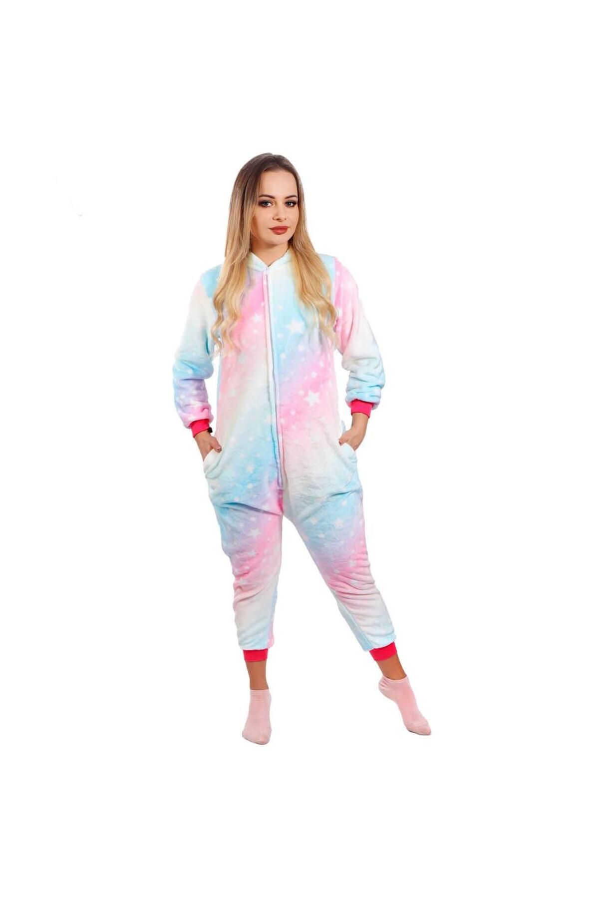 SERSIMO-Pijama tip salopeta pentru dama, model unicorn, marime M 20