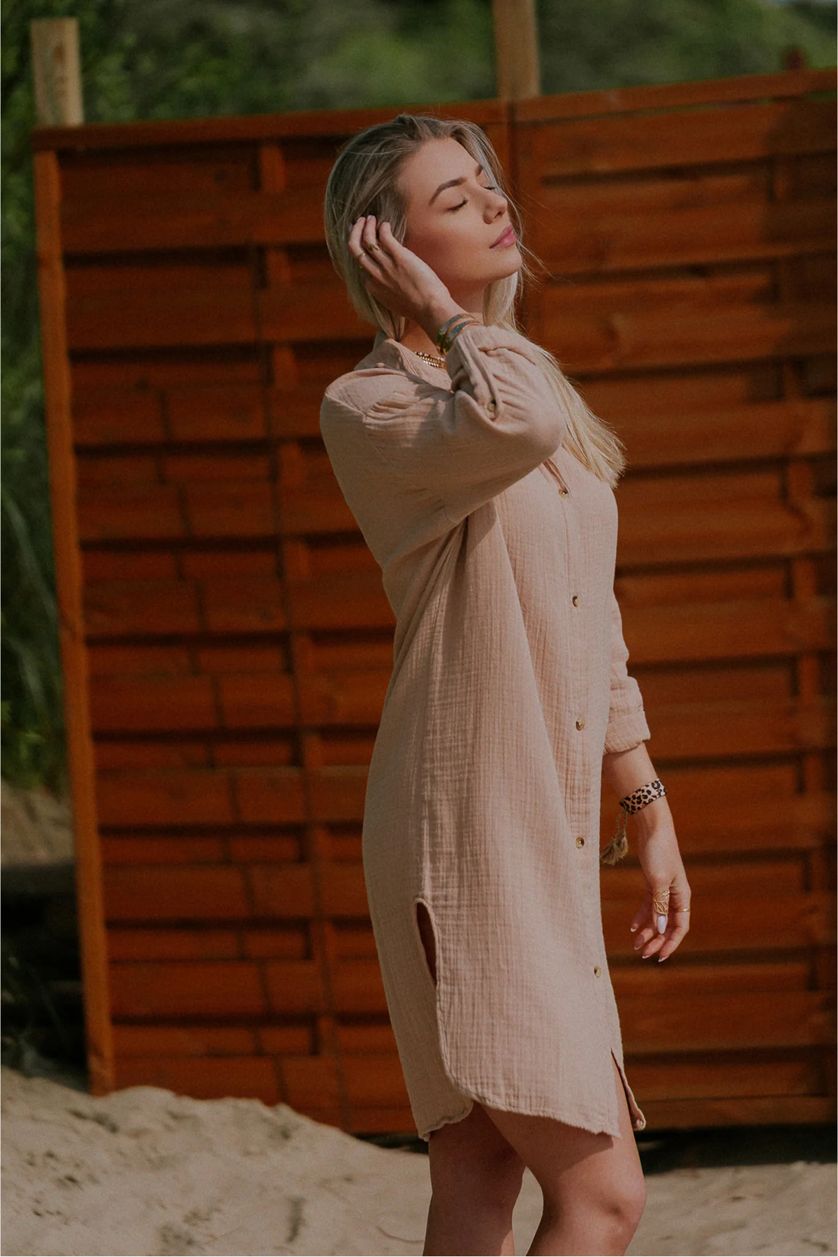 Women's 100% Organic Cotton - Muslin Oversize Comfortable Fit Shirt/Dress-Tunic