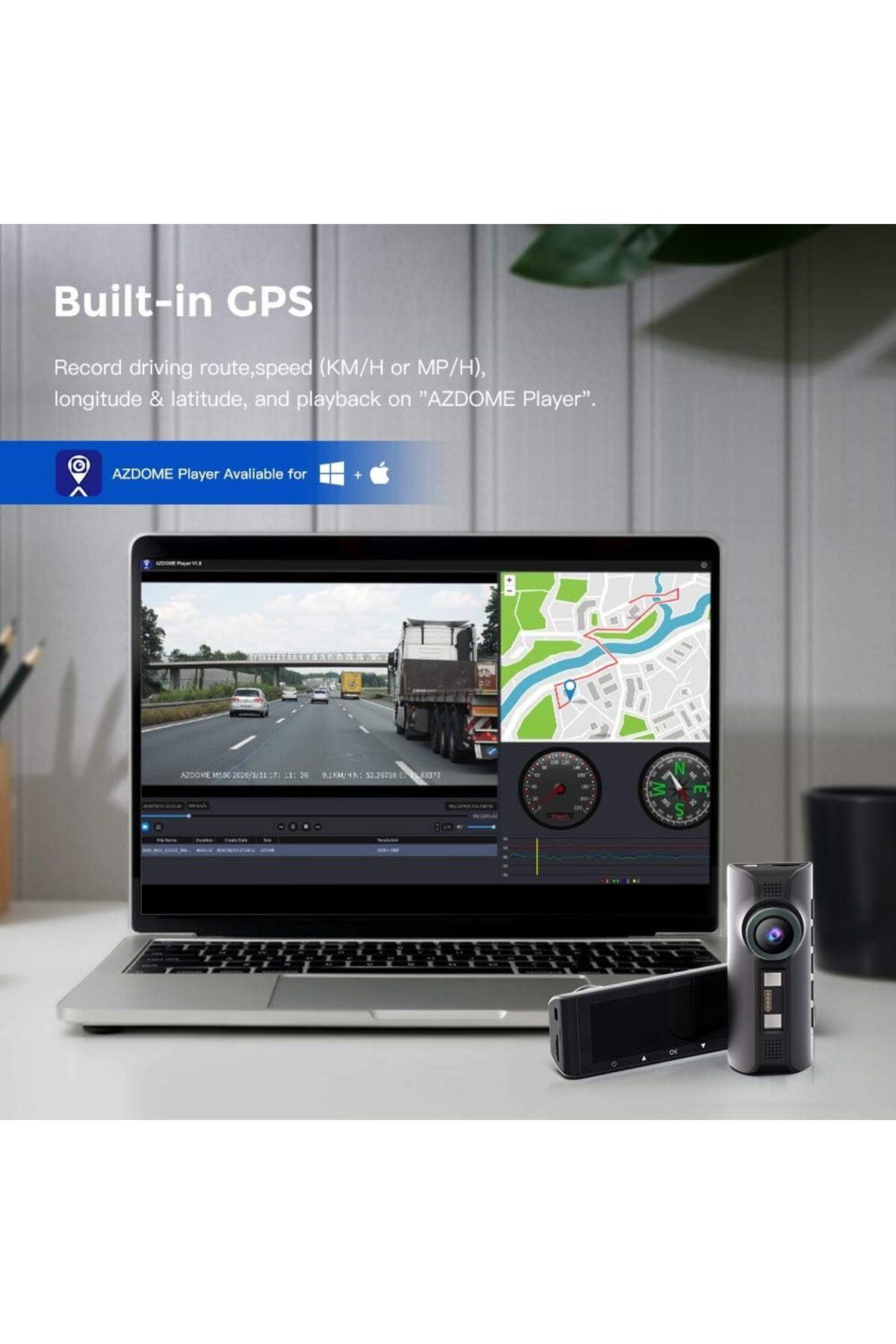 AZDOME-Camera auto DVR M550, Tripla, 4K, WiFi, GPS, Unghi 170 , WDR, G-Sensor, Mod parcare, Ca 5