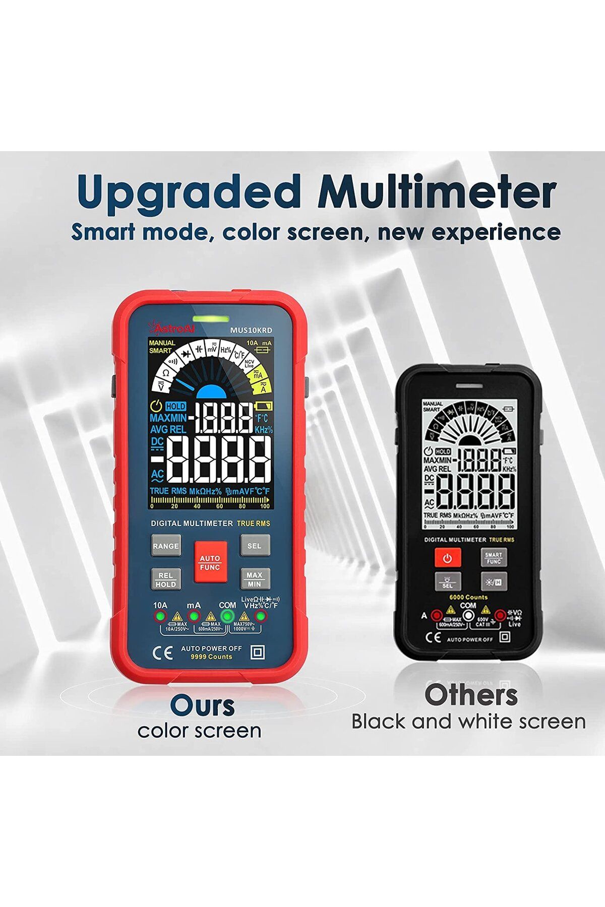 AstroAI-Multimetru digital MUS10KRD, 10000 Counts, Smart Auto, TRMS Auto-Ranging, Display Color 5