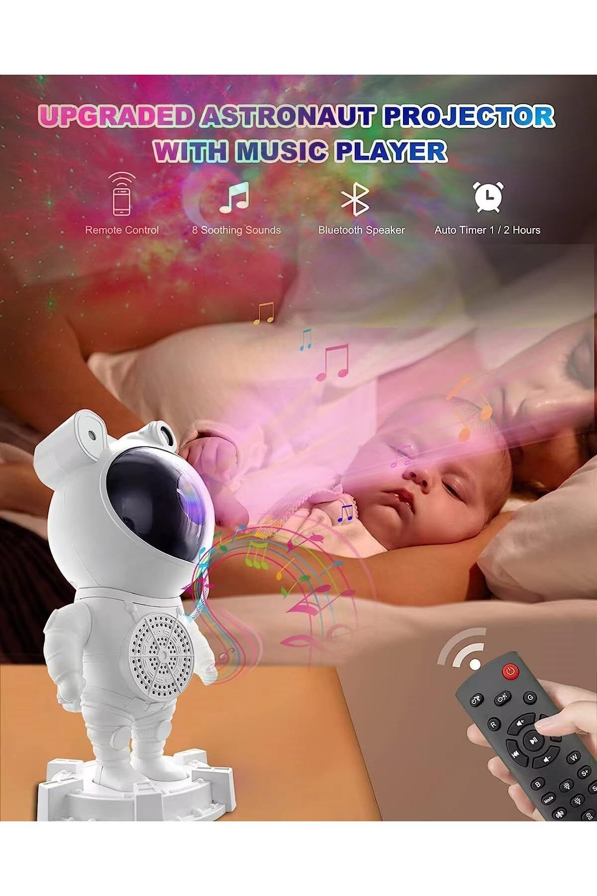 SUKILO-Astronaut Light Projector with Remote & Timer, LED Galaxy Star Night Lamp with 8 Nebula Effec 5