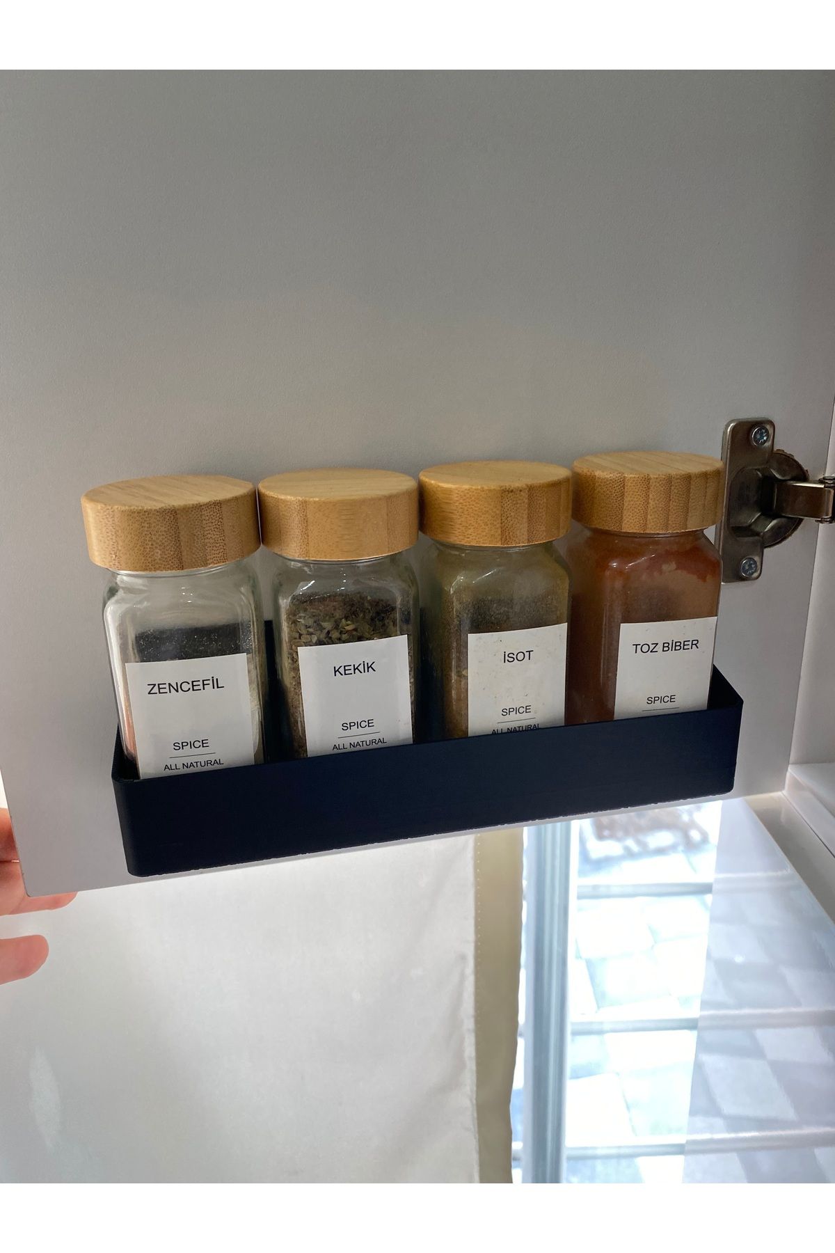 Rekatech-Black Spice Rack Holder – Cabinet Organizer Shelf, Modern and Practical Storage Solution 4