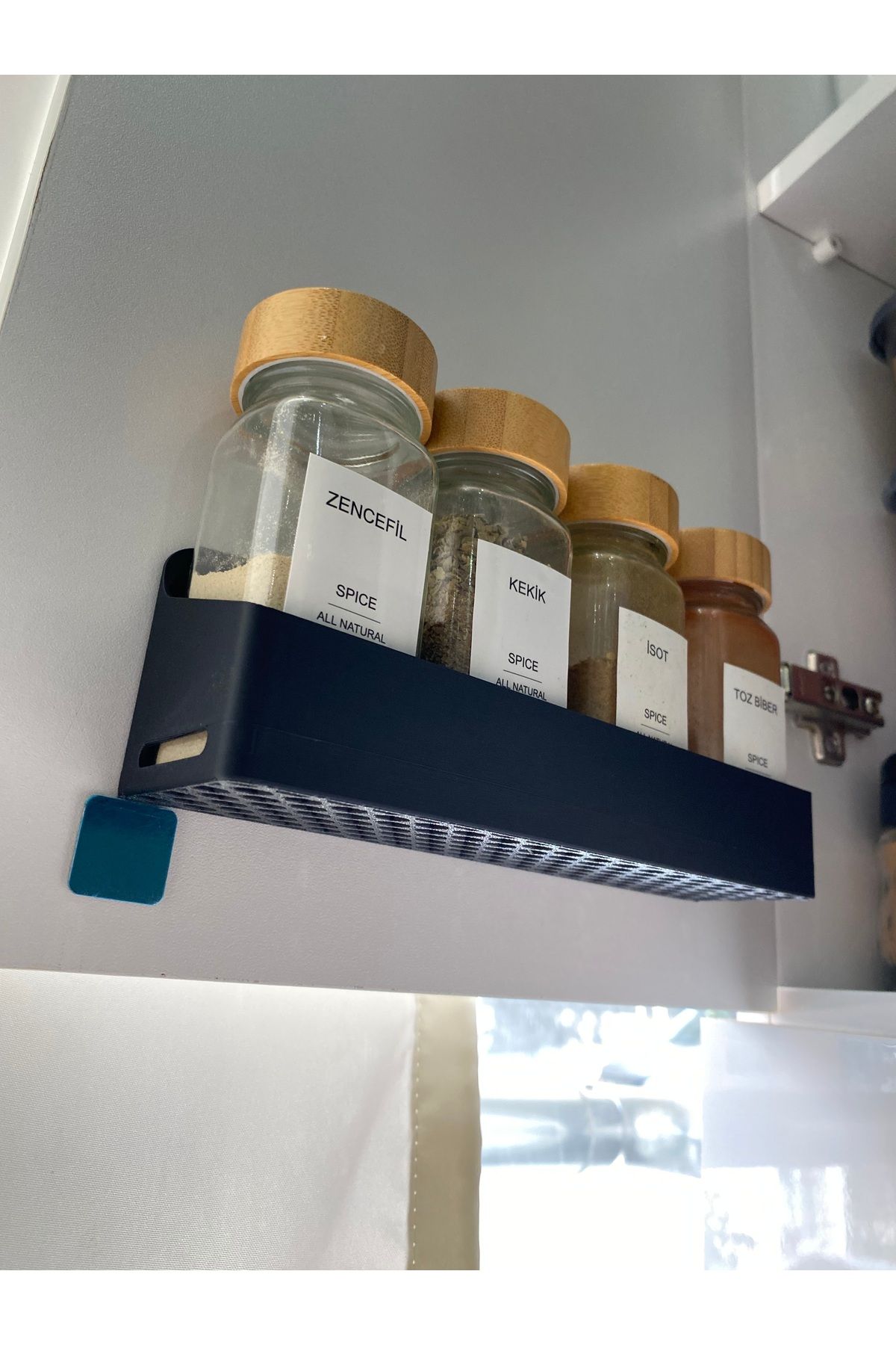 Rekatech-Black Spice Rack Holder – Cabinet Organizer Shelf, Modern and Practical Storage Solution 3