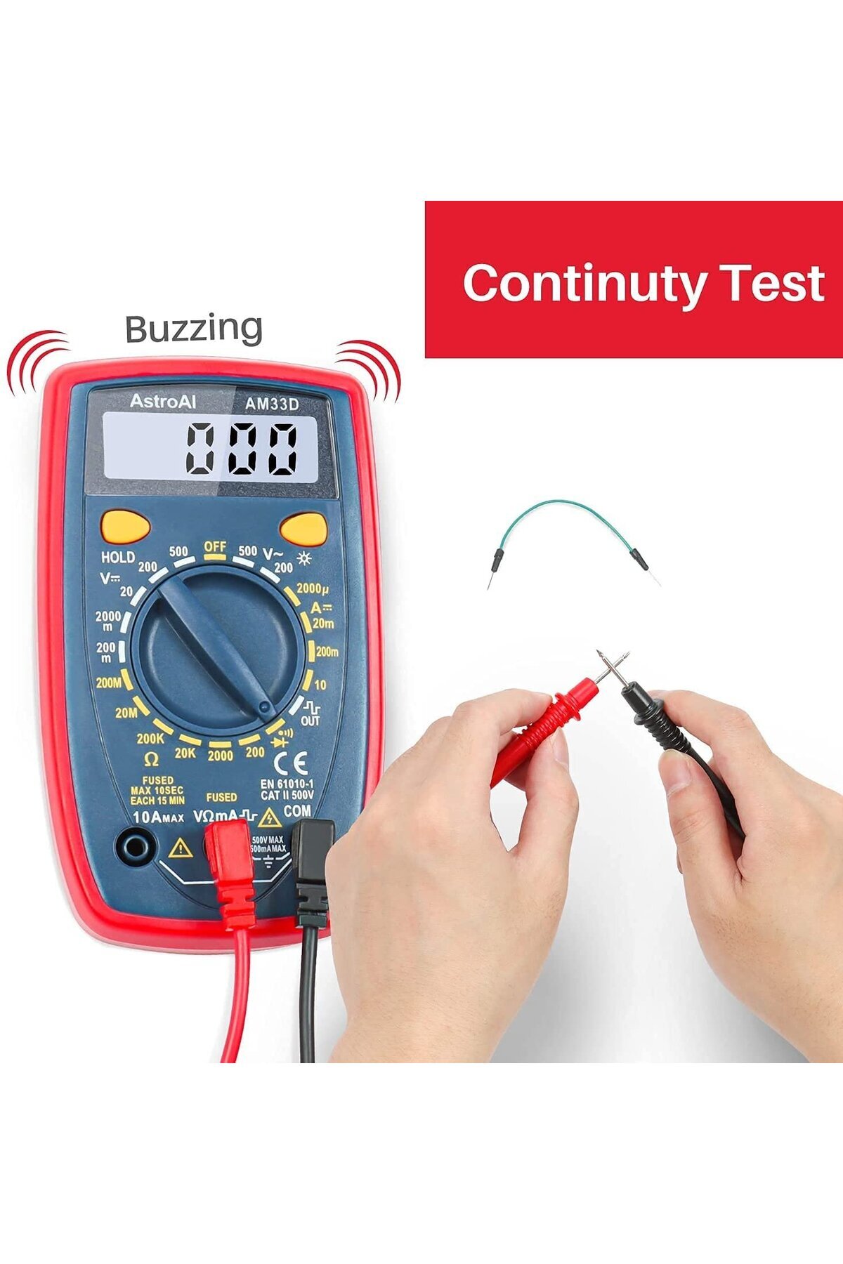 AstroAI-Digital Multimeter AM33D, 2000 Counts, Continuity Measurement 3