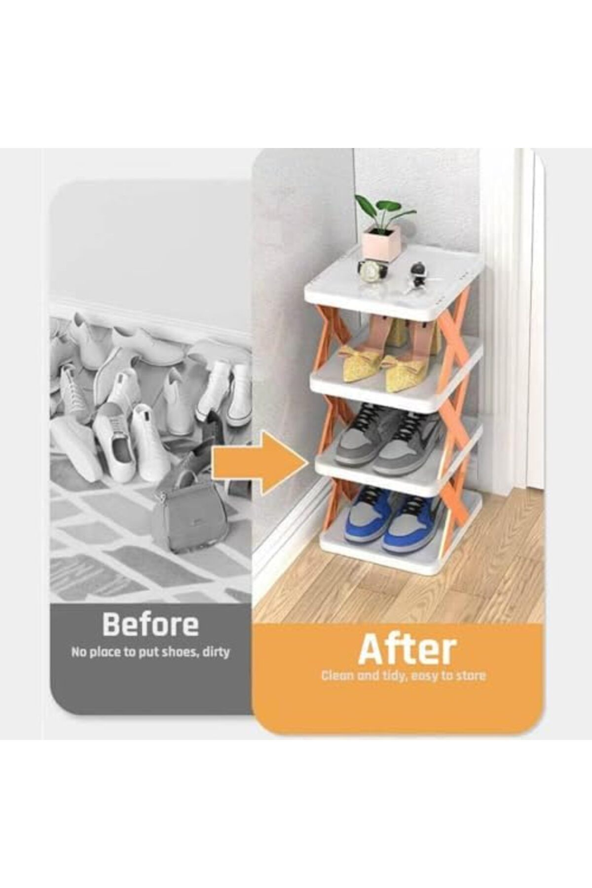 SUKILO-Portable 4-Layer Space Saving Shoe Rack Stand Organizer 3