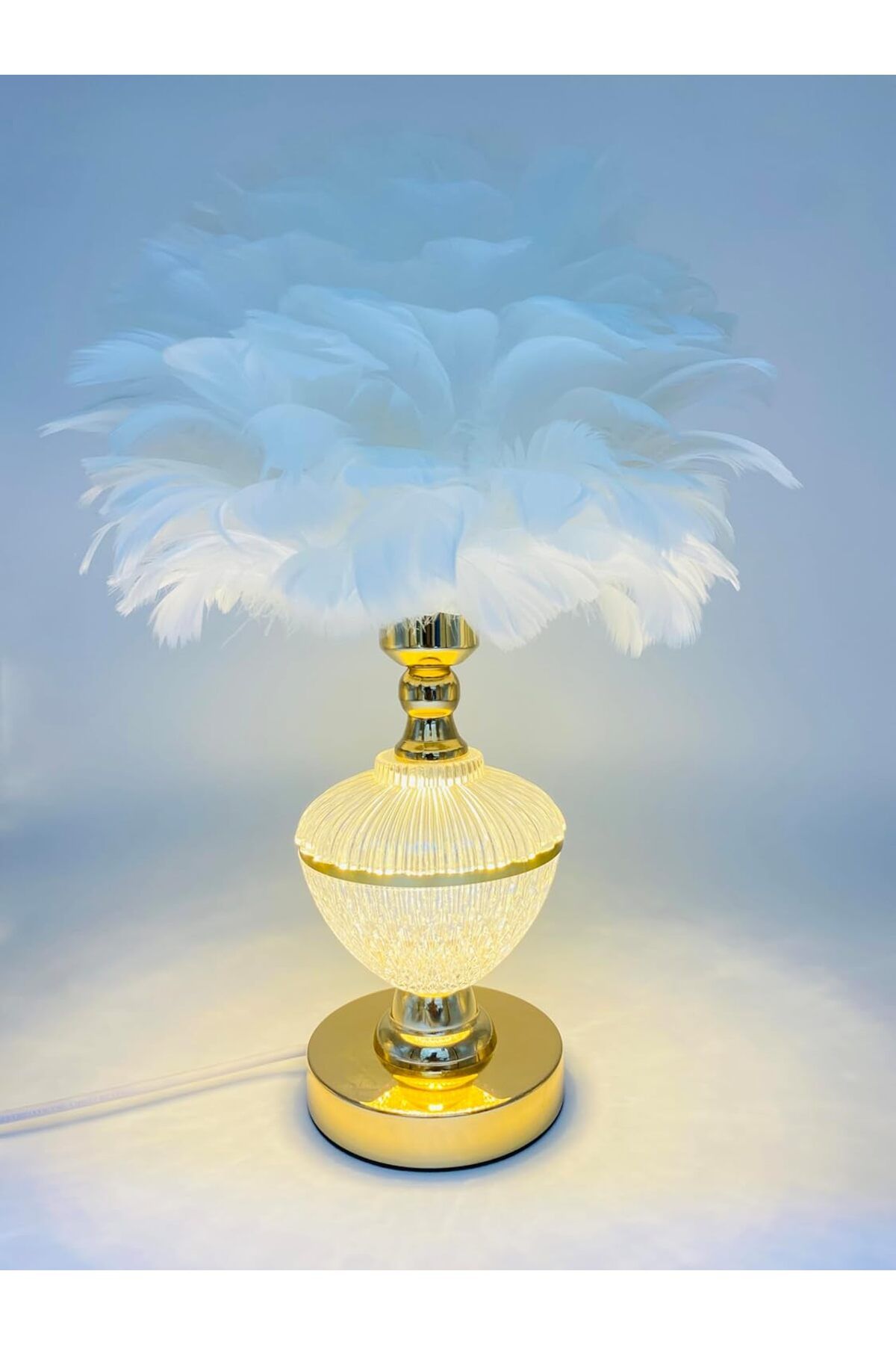 SUKILO-Modern Feather LED Bedside Lamp – Shade Dimmable Night Table Lamp -Soft Glow Dandelion Nigh 7