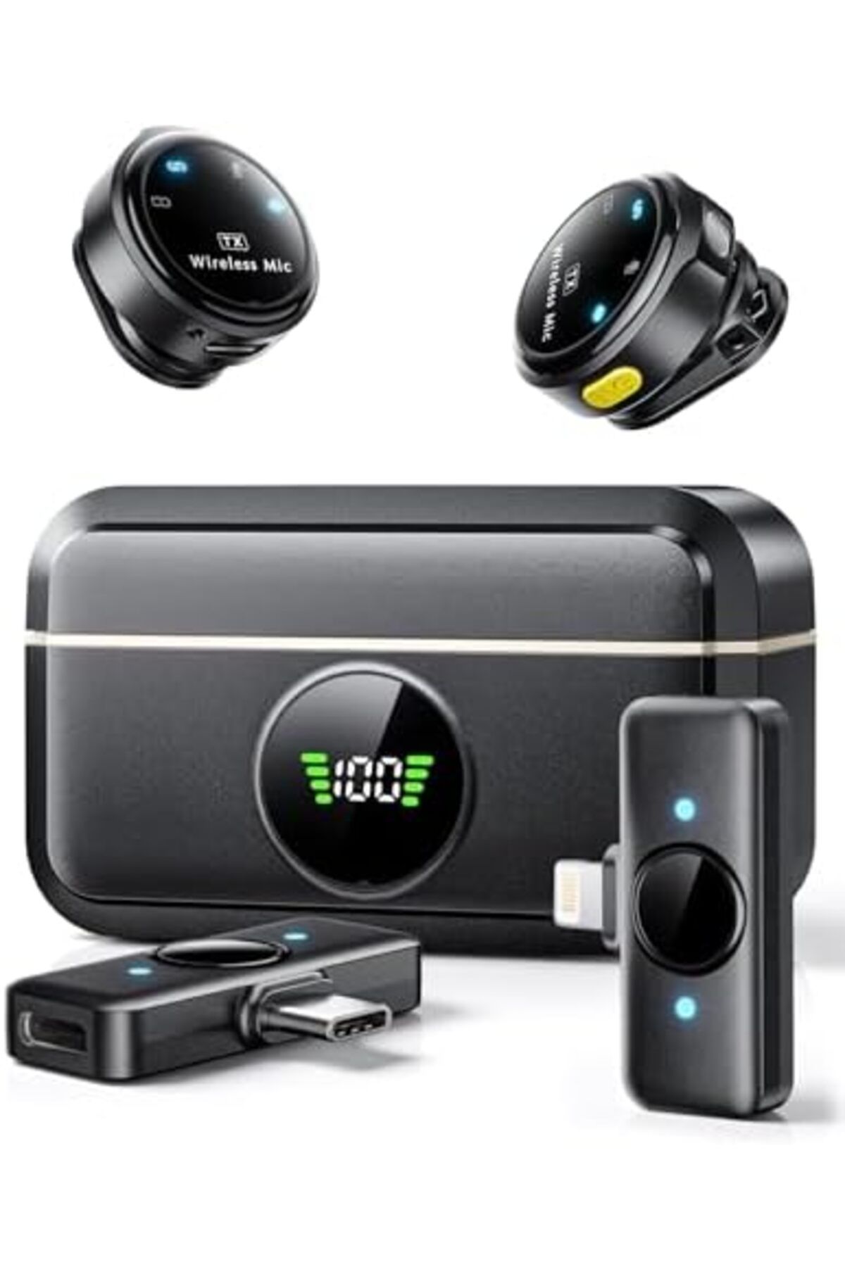 SUKILO-Wireless Lavalier Microphone for iPhone/Android, Dual Lapel Mics with USB-C/Lightning Receive 2