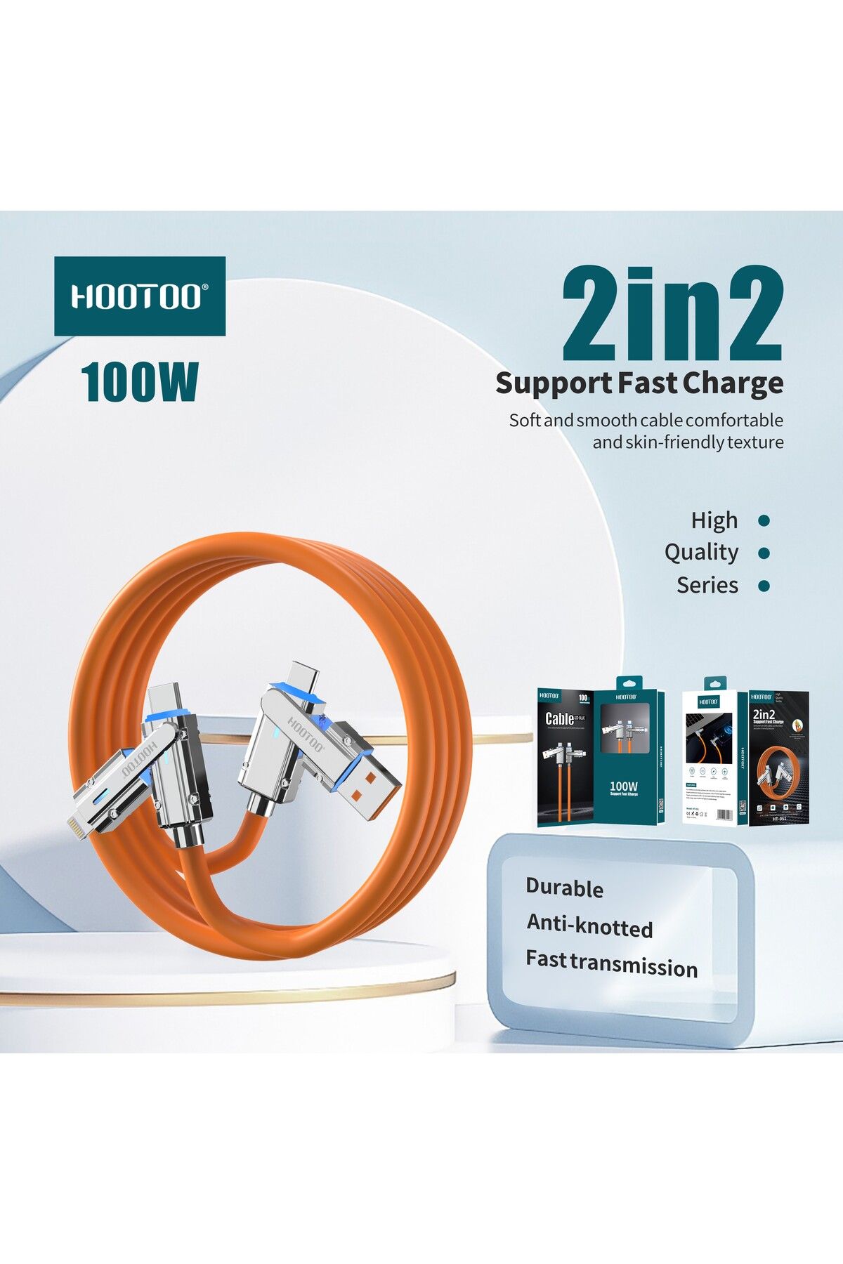 HooToo-2-in-2 100W Cable – Incredible Charging Speed with an Innovative and Durable Design 3