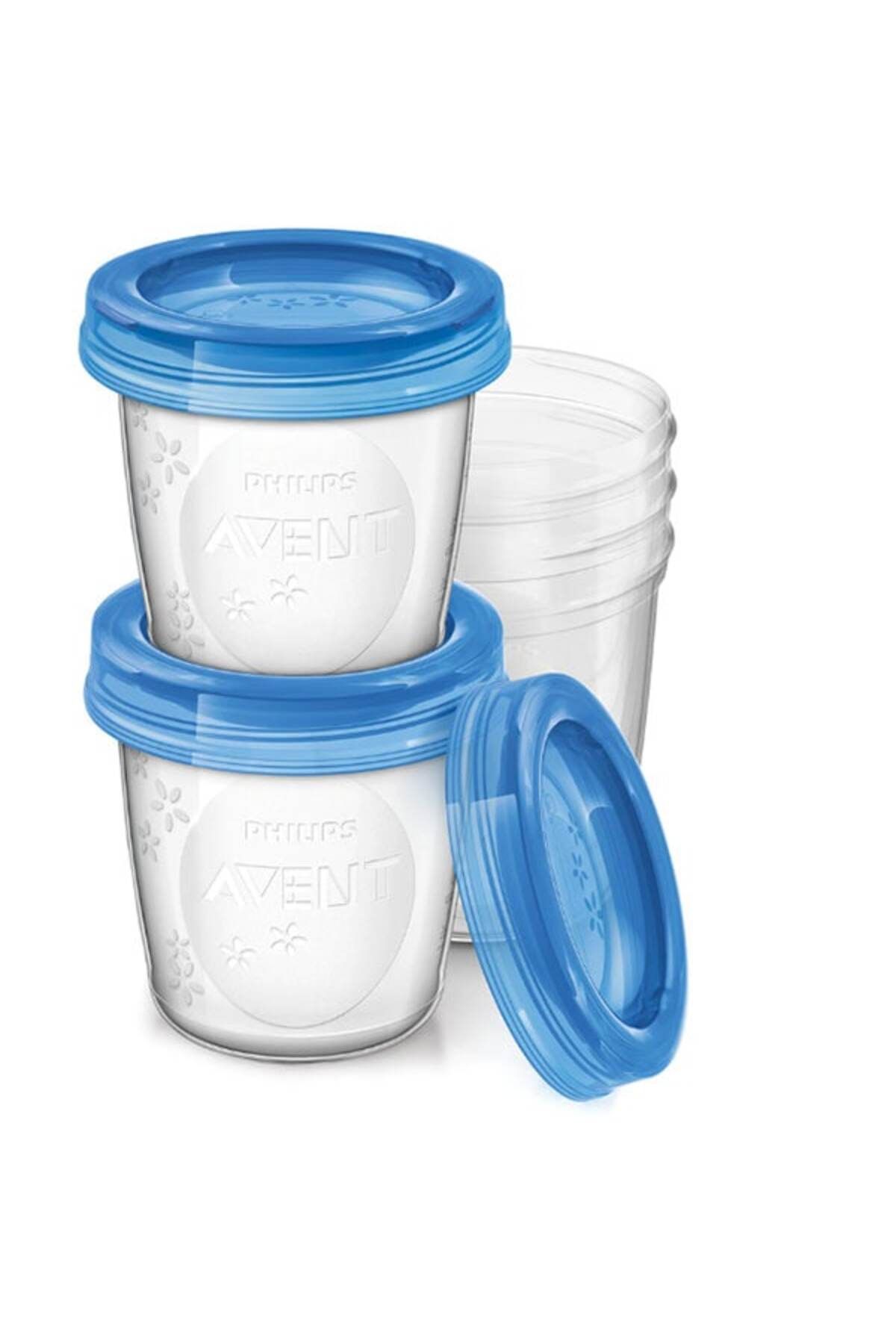 Philips Avent-Set 5 recipiente pentru depozitarea laptelui PHILIPS AVENT SCF619/05, 5 buc x 180 ml, albastru-transparent 3