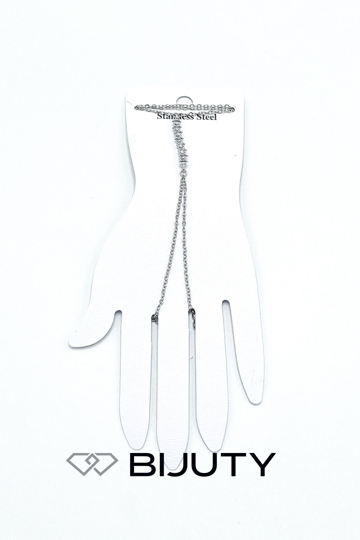 Bijuty-Row Stone Model and Butterfly Model Steel Şahmeran Gold and Silver Color Set of 4 4