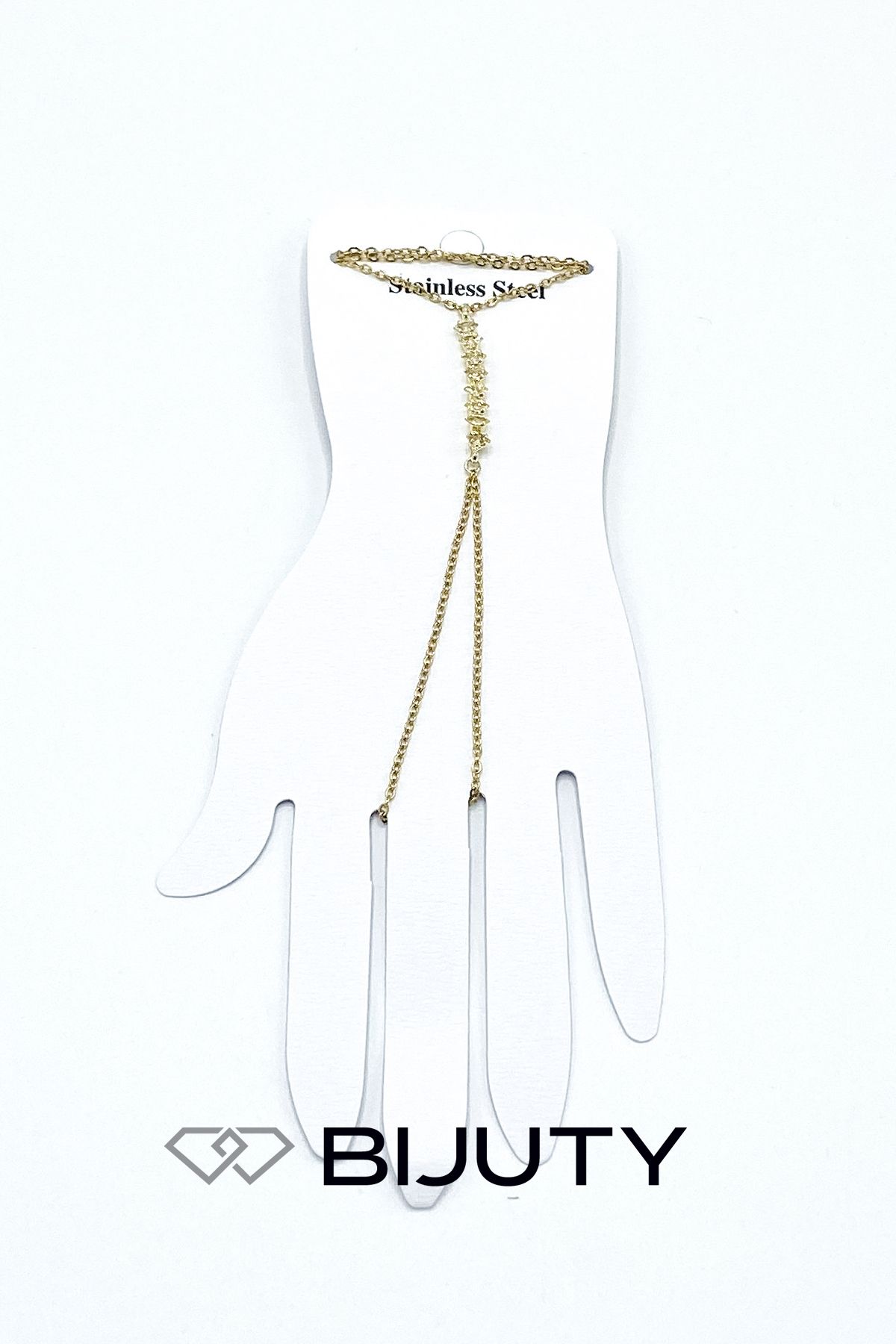 Bijuty-Row Stone Model and Butterfly Model Steel Şahmeran Gold and Silver Color Set of 4 5