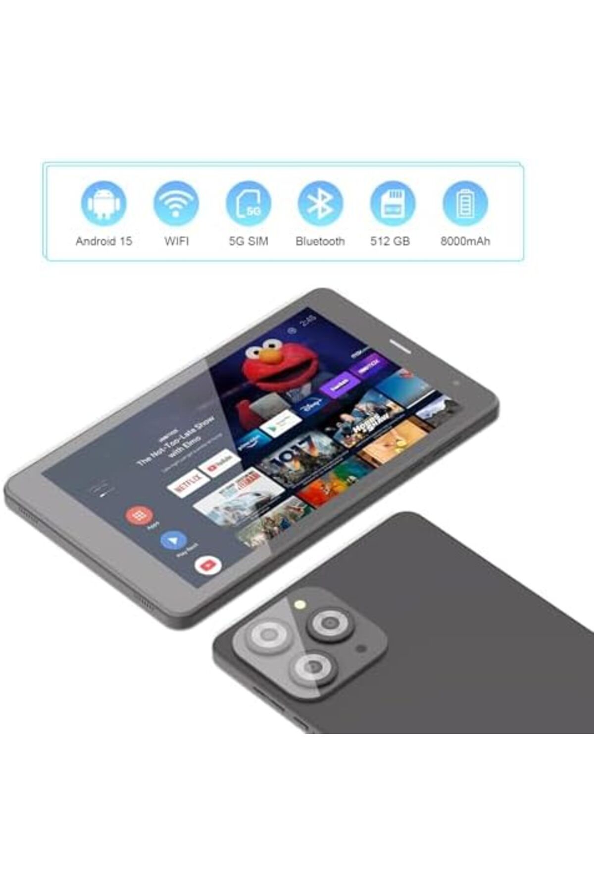 CIDEA-C idea 8 inch Tablet, Android 15.0 Tablet Octa-Core Processor, 8GB RAM 512GB ROM with 5G LTE SIM, 12 6