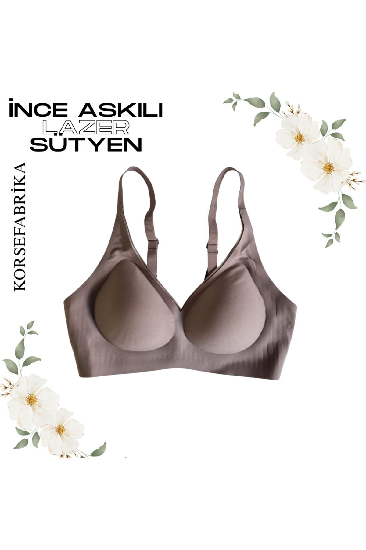 korsefabrika trend mood store-Thin Straps Laser Cut Pads - Invisible - No Trace - No Balens Collecting Push up Seamless Bra 2