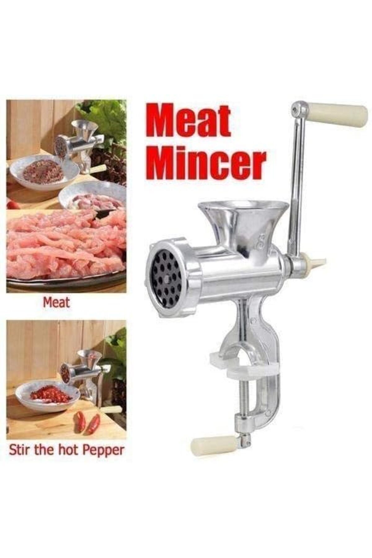 🥩 مفرمة لحم يدوية من سبائك الألومنيوم – متعددة الوظائف لصنع البرجر والنقانق – مقاس 10