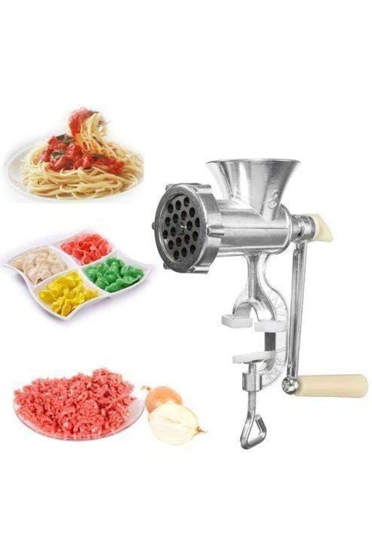 🥩 مفرمة لحم يدوية من سبائك الألومنيوم – متعددة الوظائف لصنع البرجر والنقانق – مقاس 10