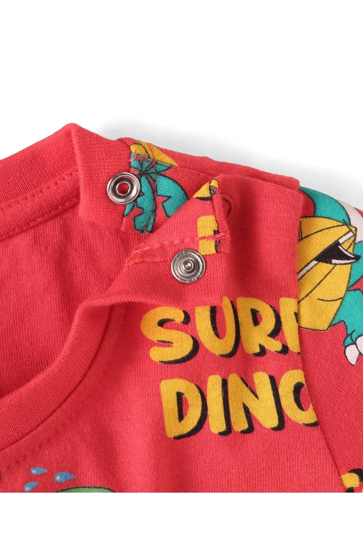 Babyhug-Pyjama Set with Dino Print - Red 6